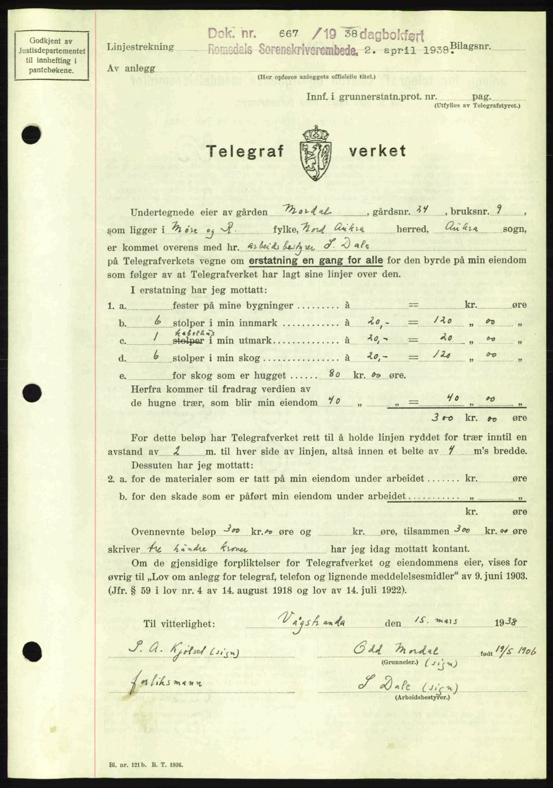 Romsdal sorenskriveri, AV/SAT-A-4149/1/2/2C: Mortgage book no. A4, 1937-1938, Diary no: : 667/1938