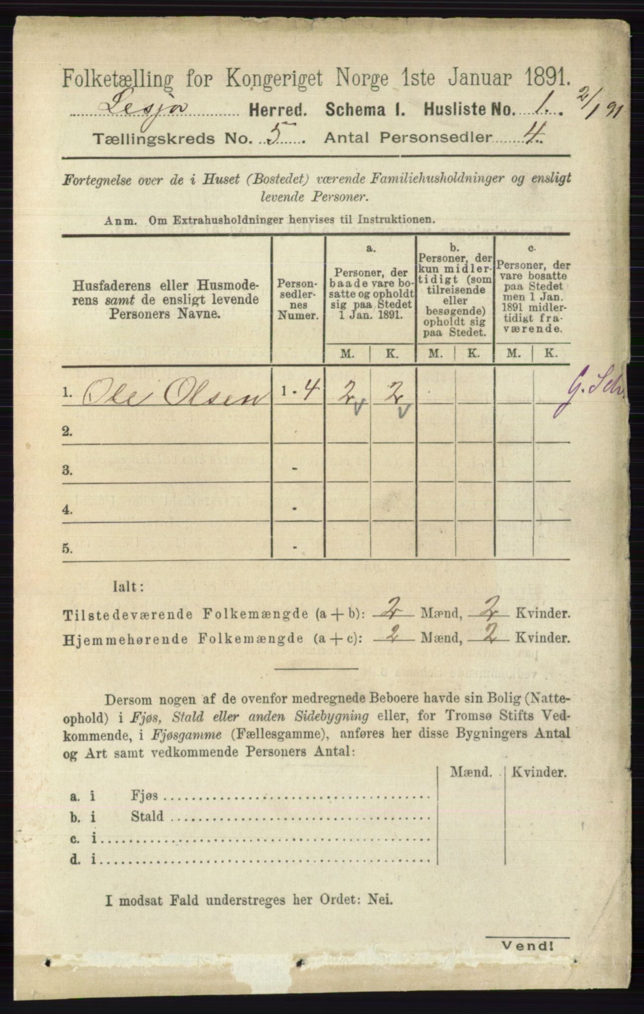 RA, 1891 census for 0512 Lesja, 1891, p. 1589