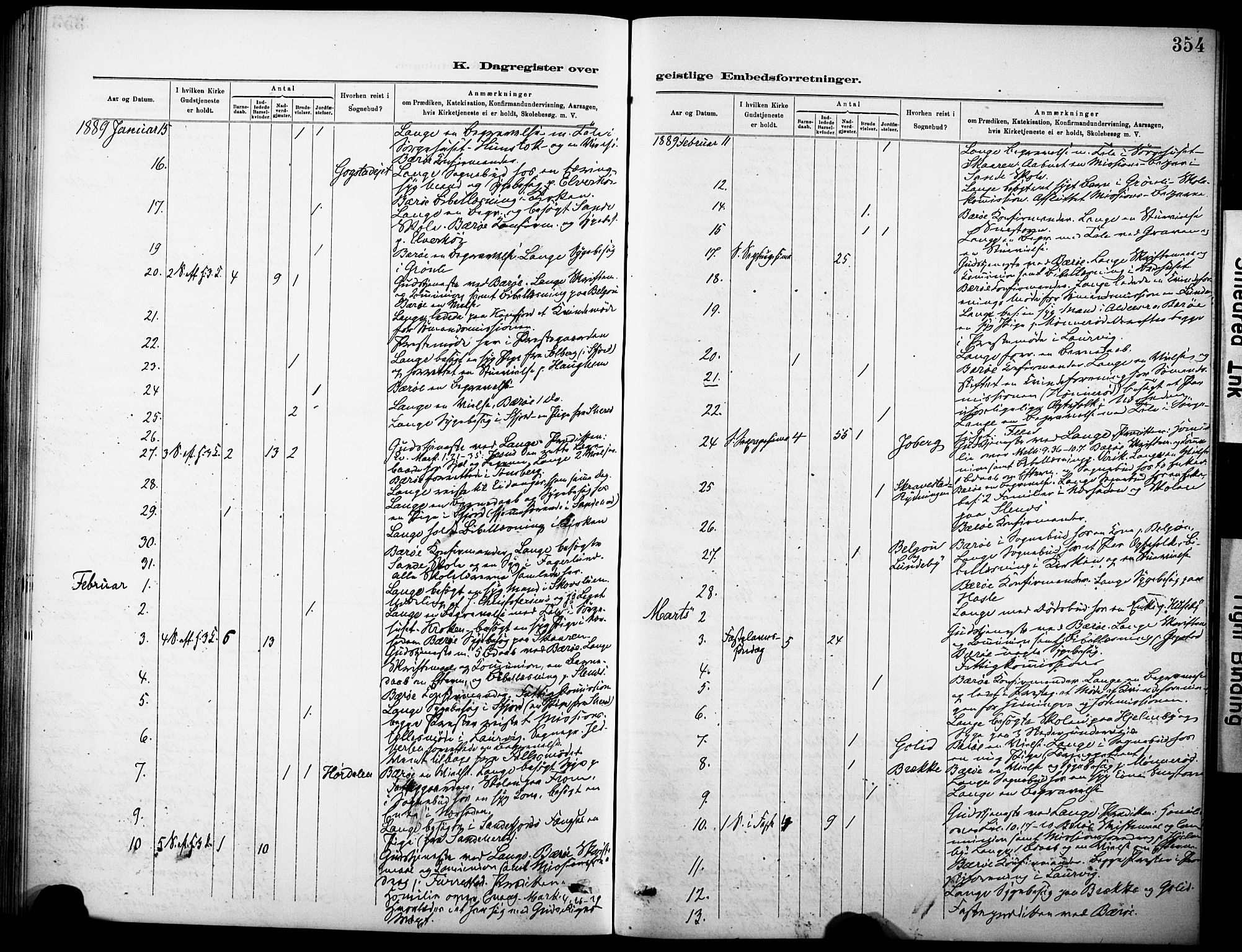 Sandar kirkebøker, AV/SAKO-A-243/F/Fa/L0013: Parish register (official) no. 13, 1883-1895, p. 354