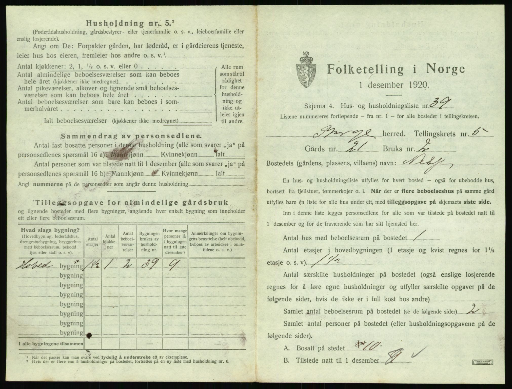 SAT, 1920 census for Borge, 1920, p. 653