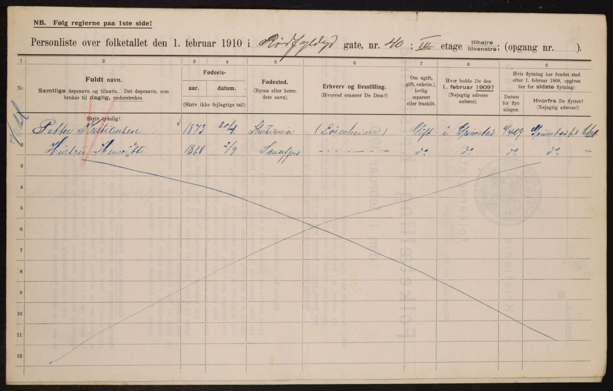 OBA, Municipal Census 1910 for Kristiania, 1910, p. 82378