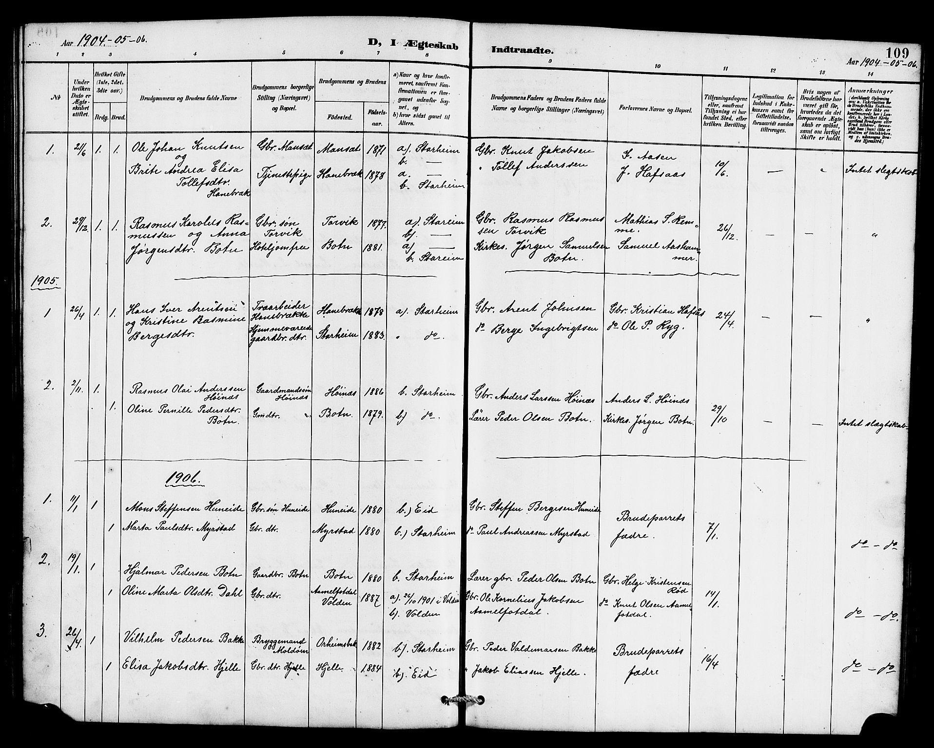 Eid sokneprestembete, AV/SAB-A-82301/H/Hab/Habc/L0002: Parish register (copy) no. C 2, 1887-1906, p. 109