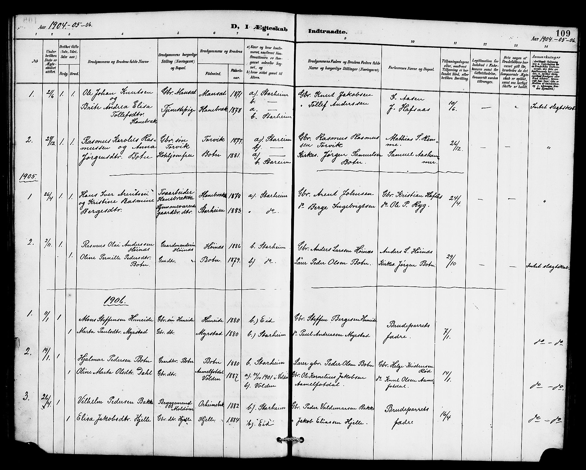 Eid sokneprestembete, SAB/A-82301/H/Hab/Habc/L0002: Parish register (copy) no. C 2, 1887-1906, p. 109