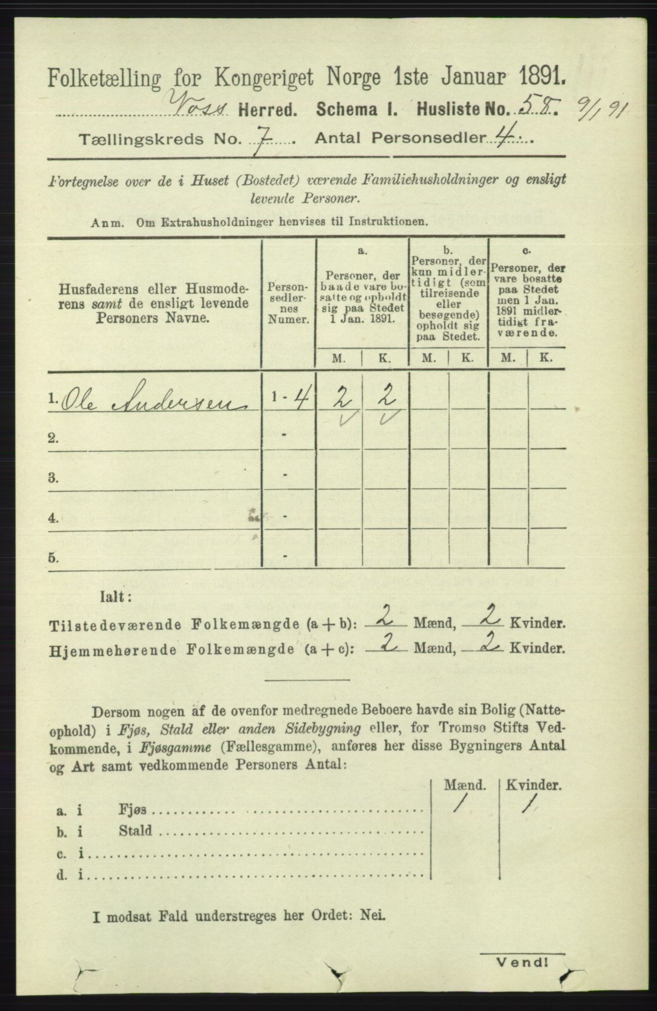 RA, 1891 census for 1235 Voss, 1891, p. 3788