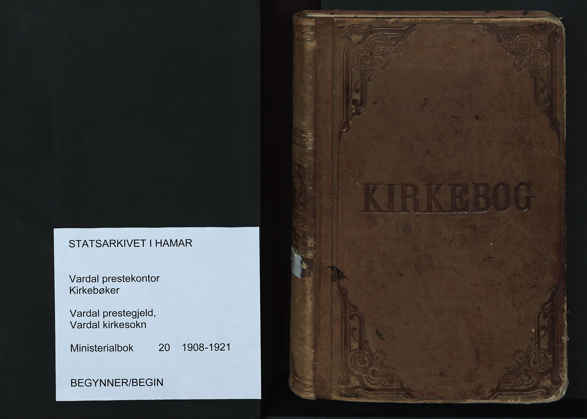 Vardal prestekontor, SAH/PREST-100/H/Ha/Haa/L0020: Parish register (official) no. 20, 1907-1921