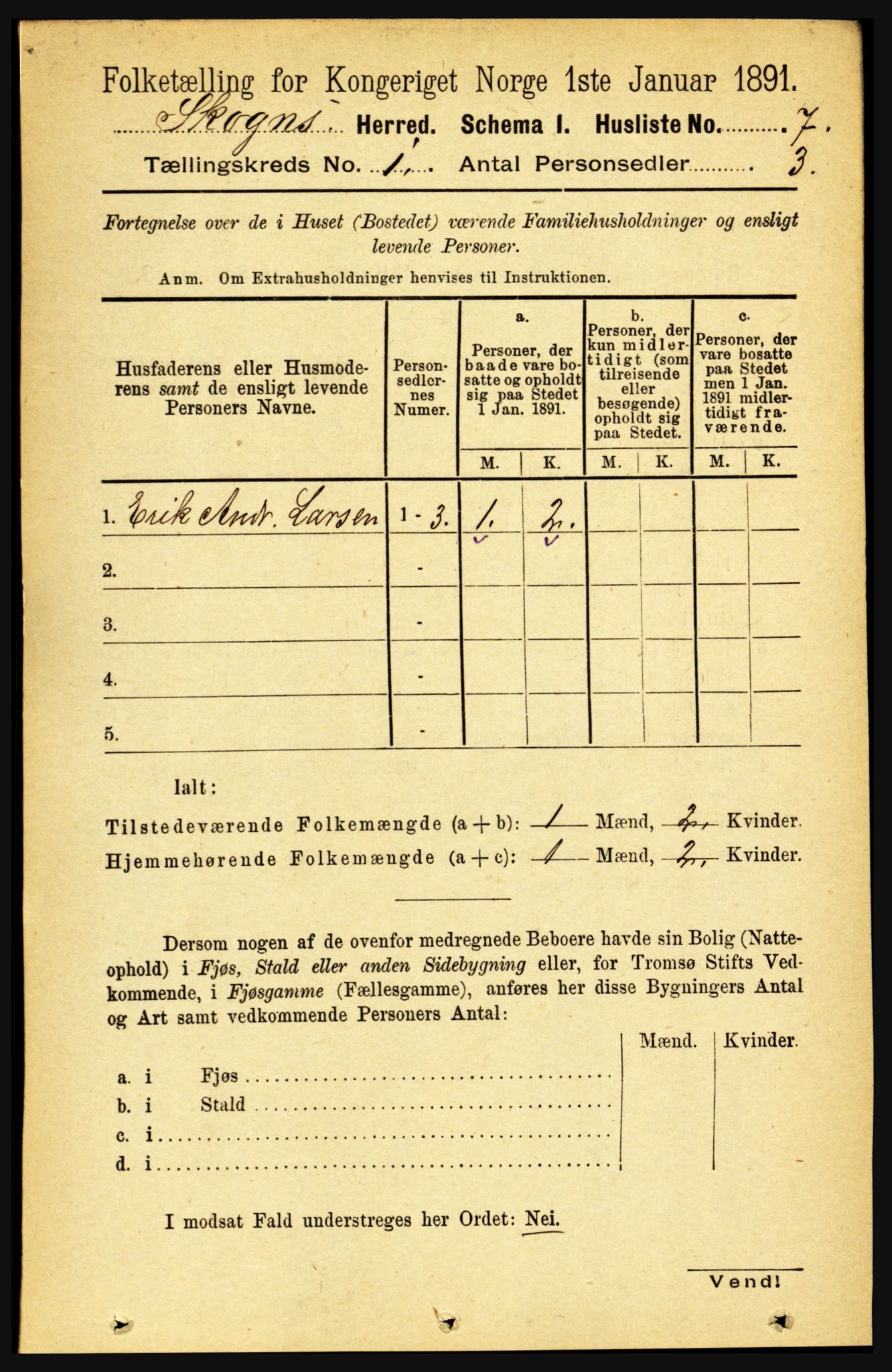 RA, 1891 census for 1719 Skogn, 1891, p. 31