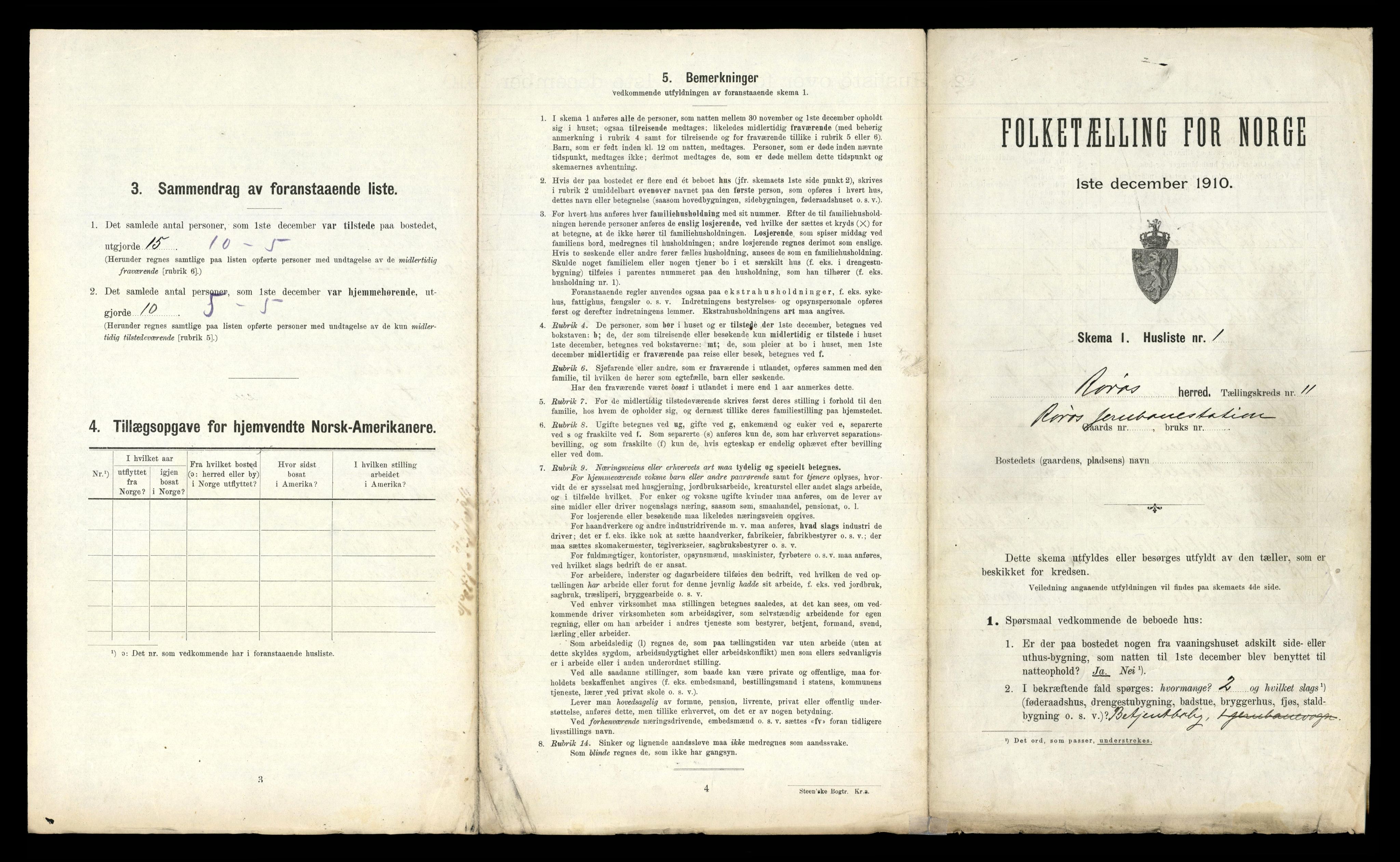 RA, 1910 census for Røros, 1910, p. 1395