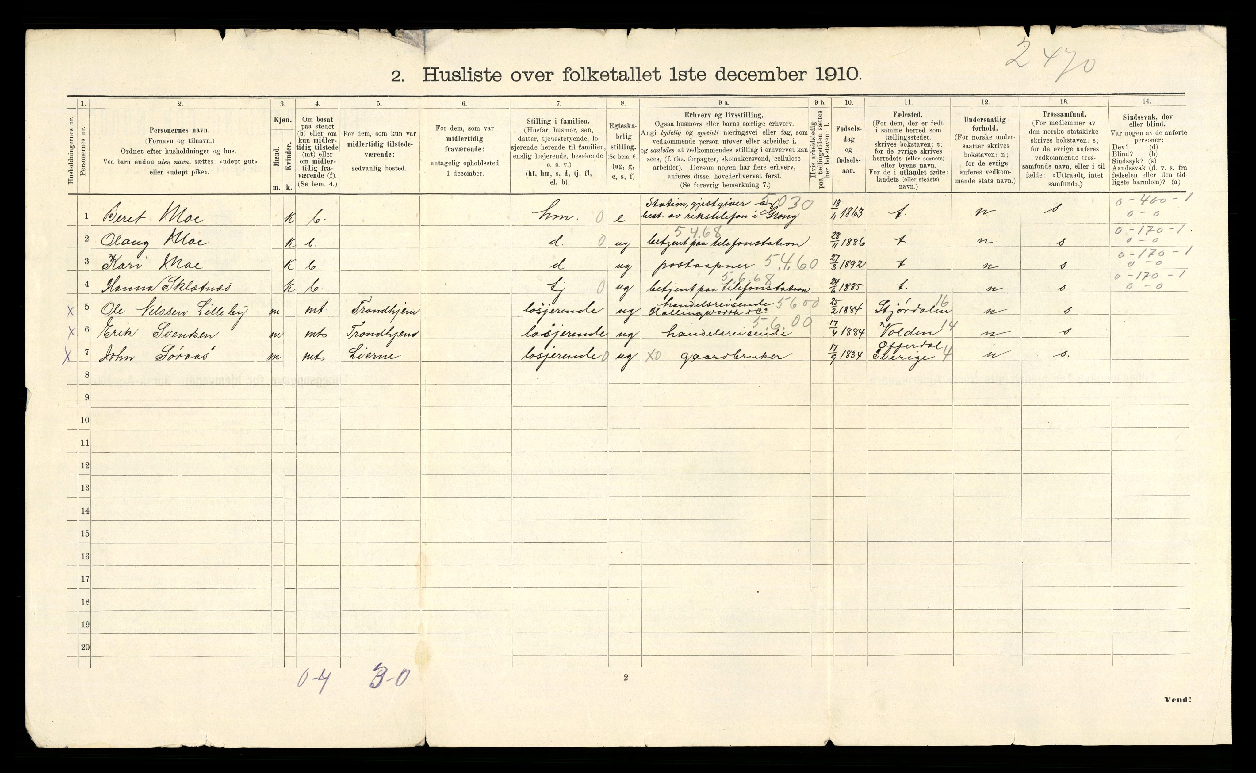 RA, 1910 census for Grong, 1910, p. 31