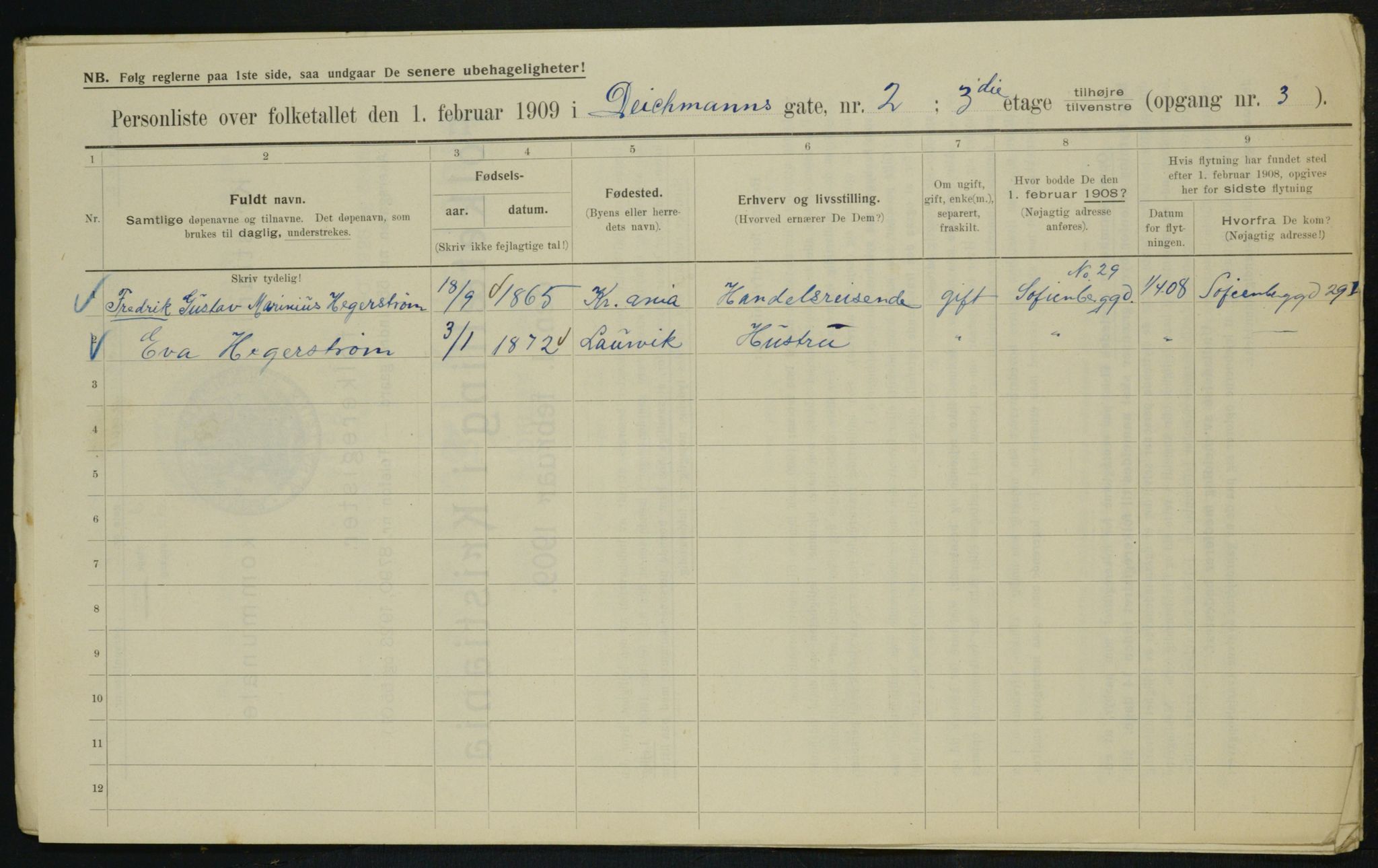 OBA, Municipal Census 1909 for Kristiania, 1909, p. 14070