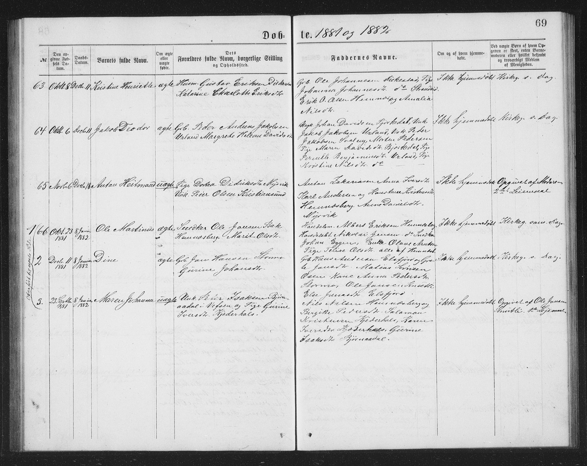 Ministerialprotokoller, klokkerbøker og fødselsregistre - Nordland, AV/SAT-A-1459/825/L0369: Parish register (copy) no. 825C06, 1873-1885, p. 69