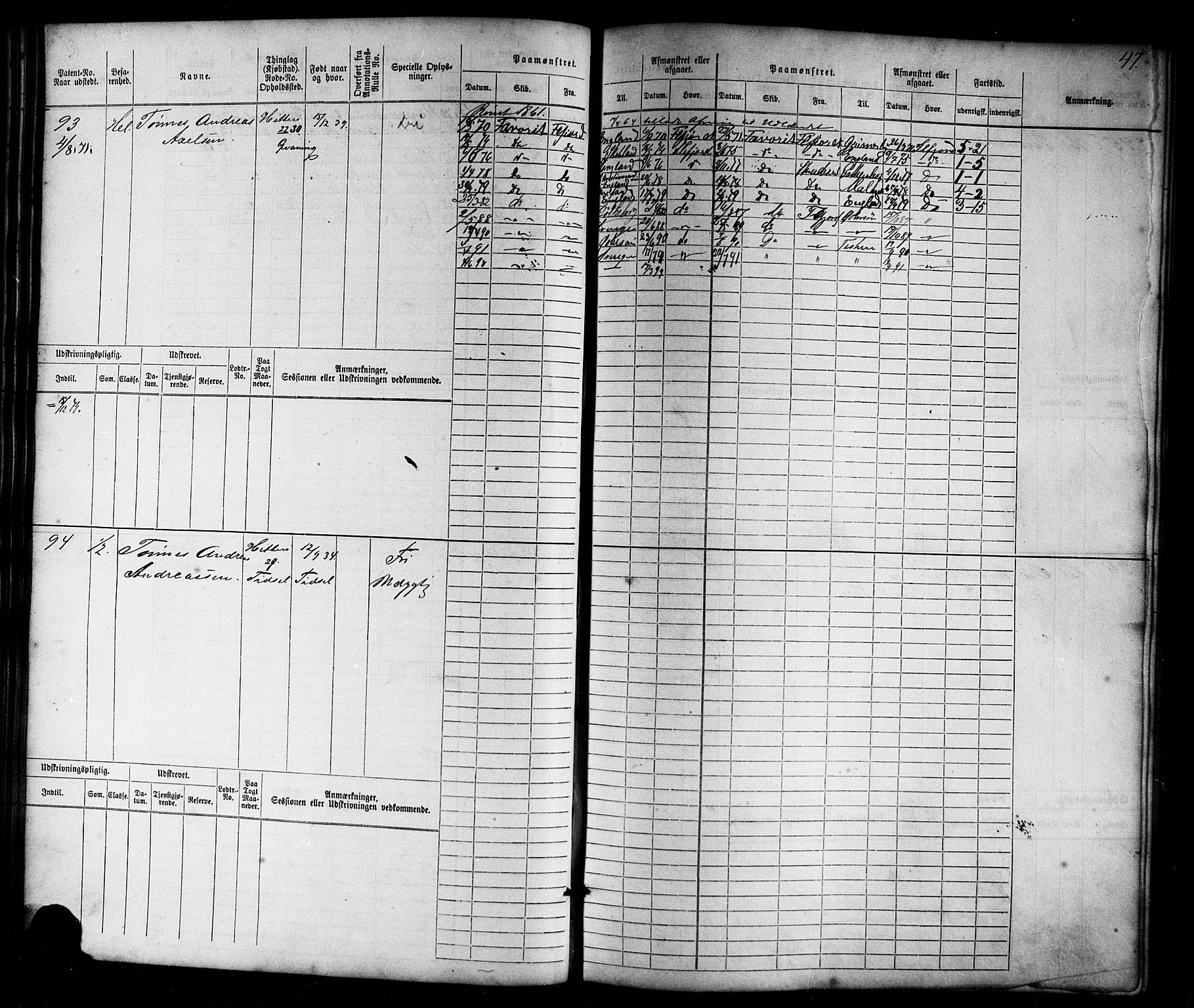 Flekkefjord mønstringskrets, SAK/2031-0018/F/Fb/L0008: Hovedrulle nr 1-770, Æ-5, 1867-1900, p. 48