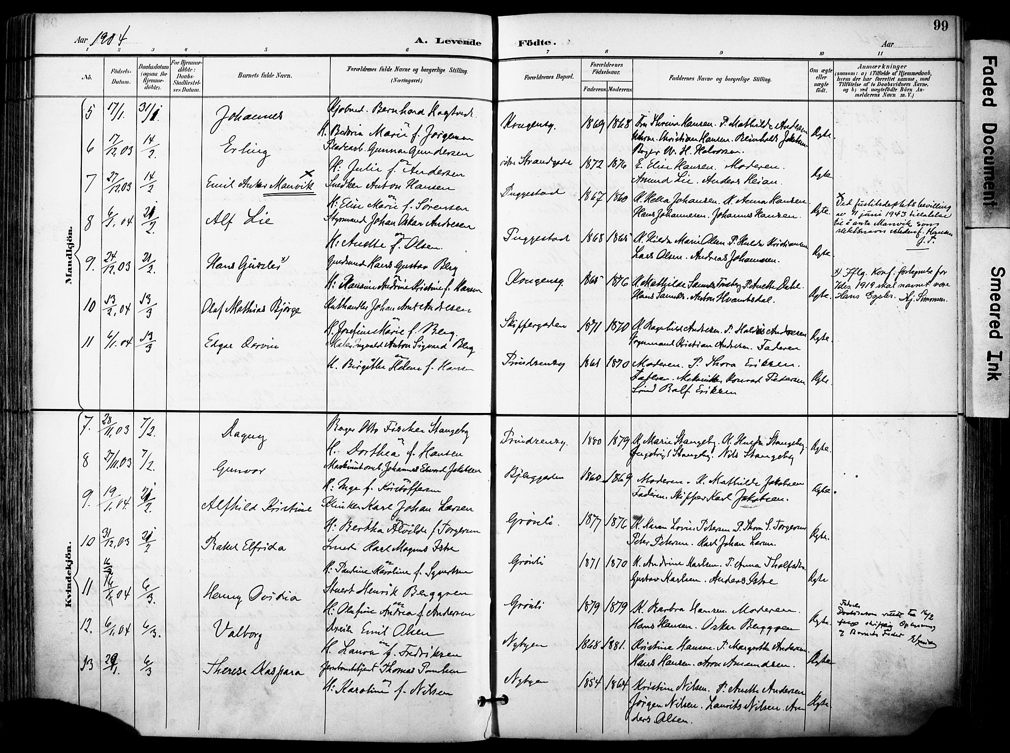 Sandefjord kirkebøker, AV/SAKO-A-315/F/Fa/L0004: Parish register (official) no. 4, 1894-1905, p. 99