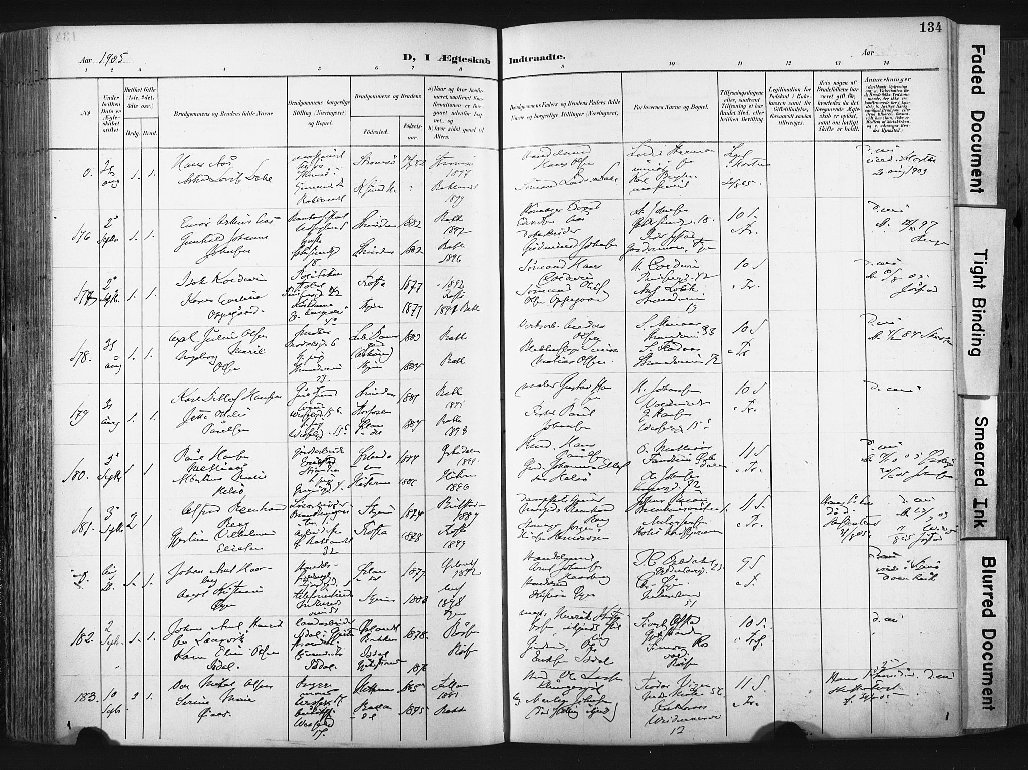 Ministerialprotokoller, klokkerbøker og fødselsregistre - Sør-Trøndelag, SAT/A-1456/604/L0201: Parish register (official) no. 604A21, 1901-1911, p. 134