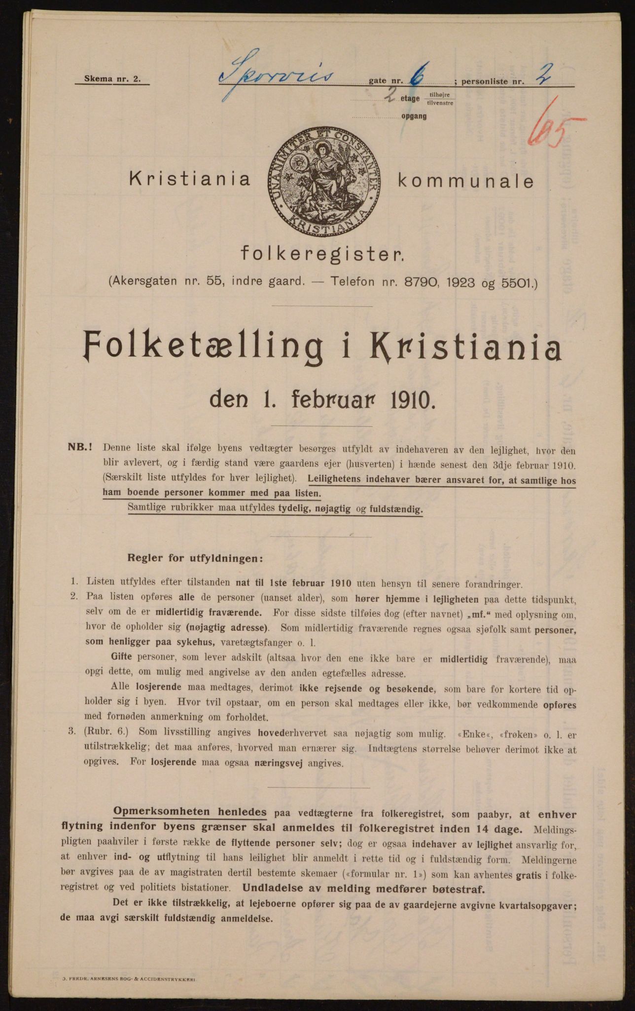 OBA, Municipal Census 1910 for Kristiania, 1910, p. 95536