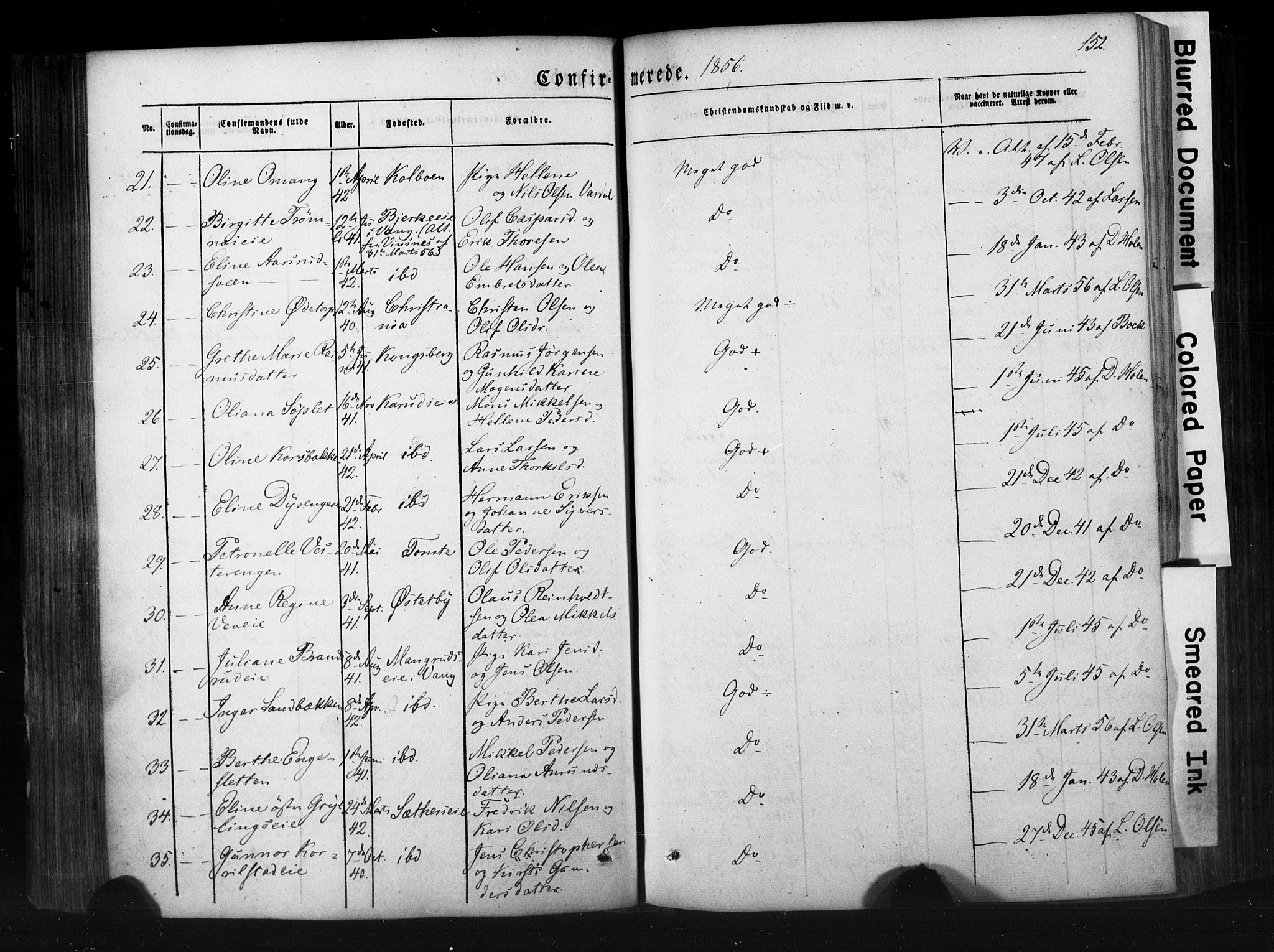Løten prestekontor, SAH/PREST-022/K/Ka/L0007: Parish register (official) no. 7, 1850-1859, p. 152