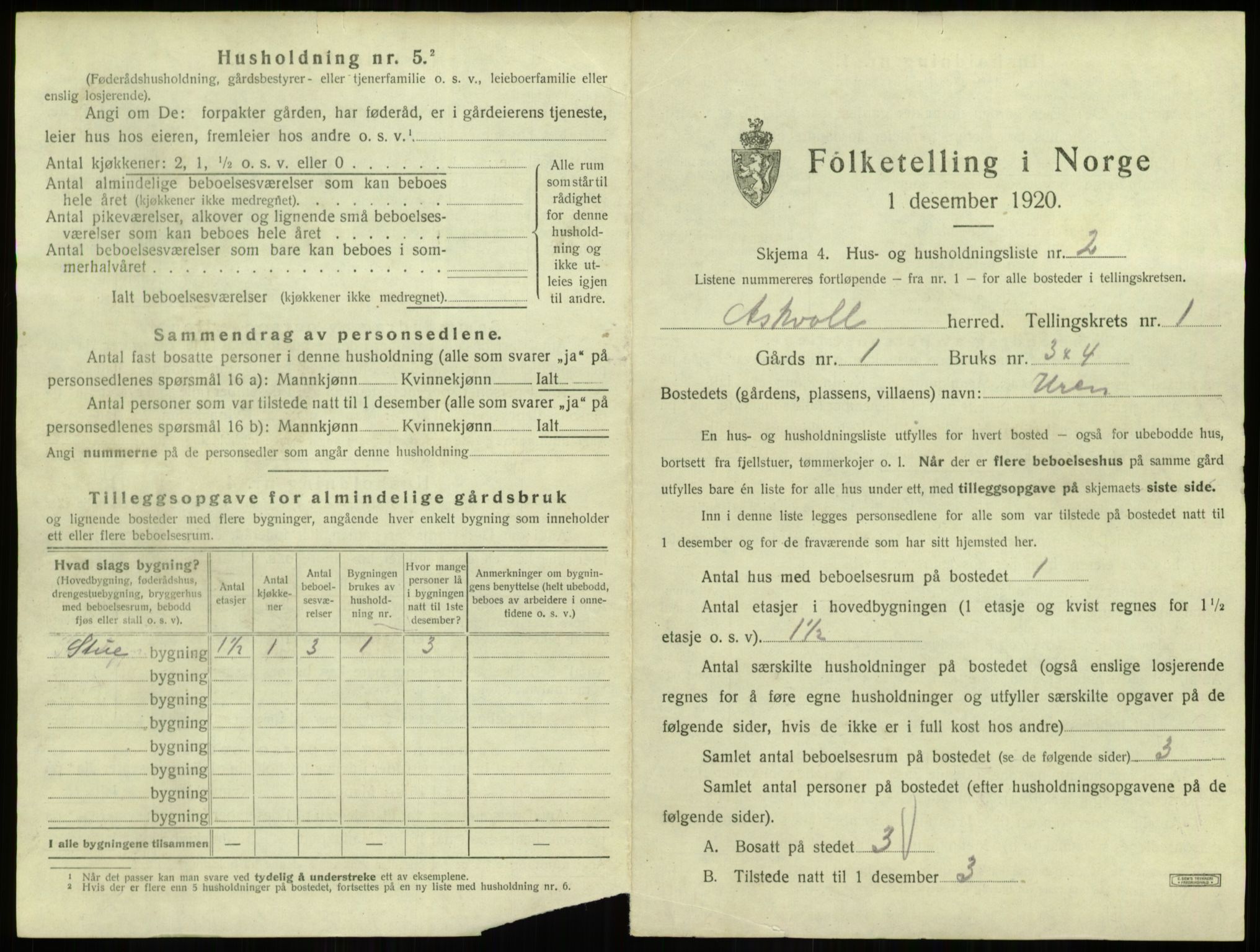 SAB, 1920 census for Askvoll, 1920, p. 75