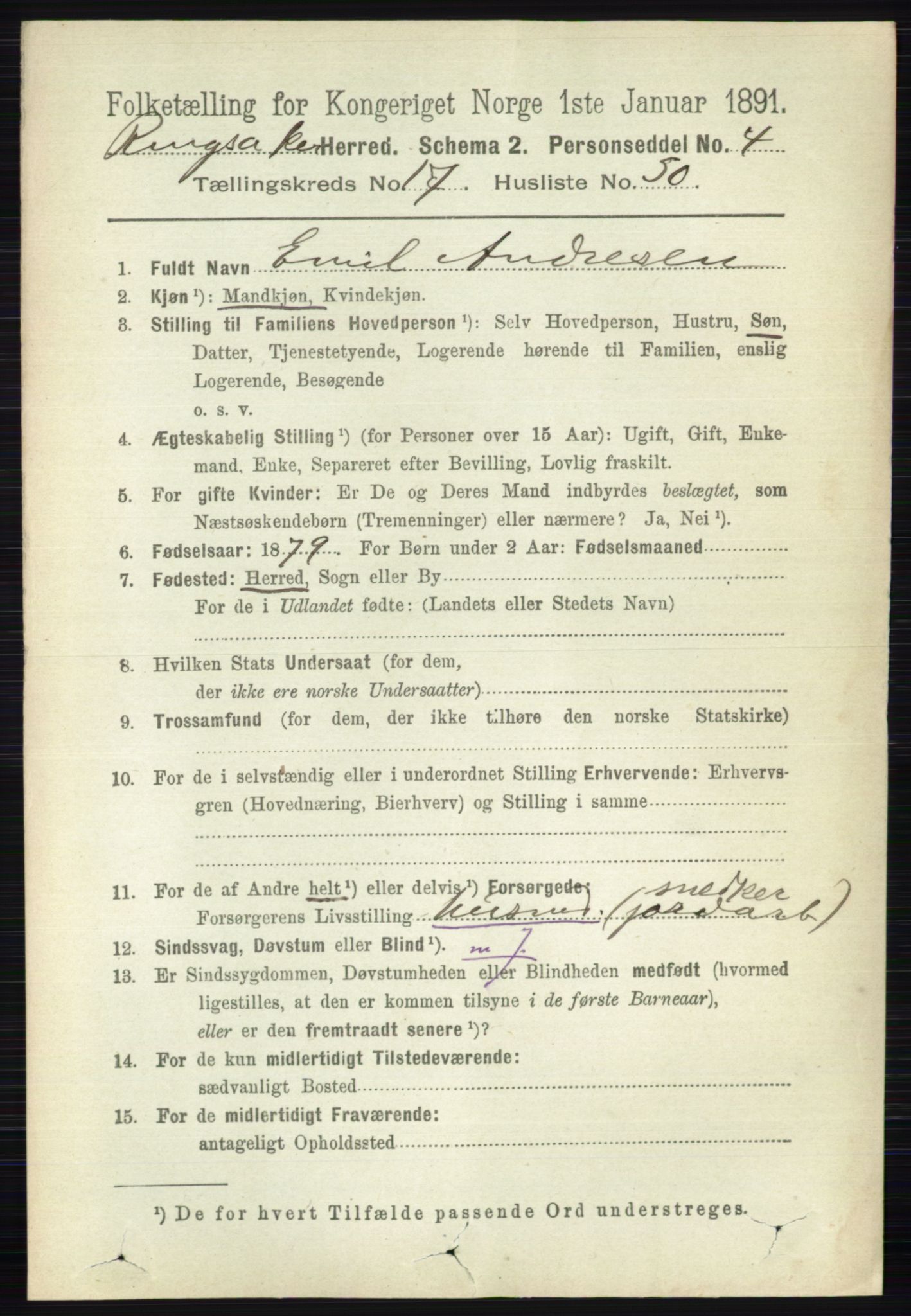 RA, 1891 census for 0412 Ringsaker, 1891, p. 10065