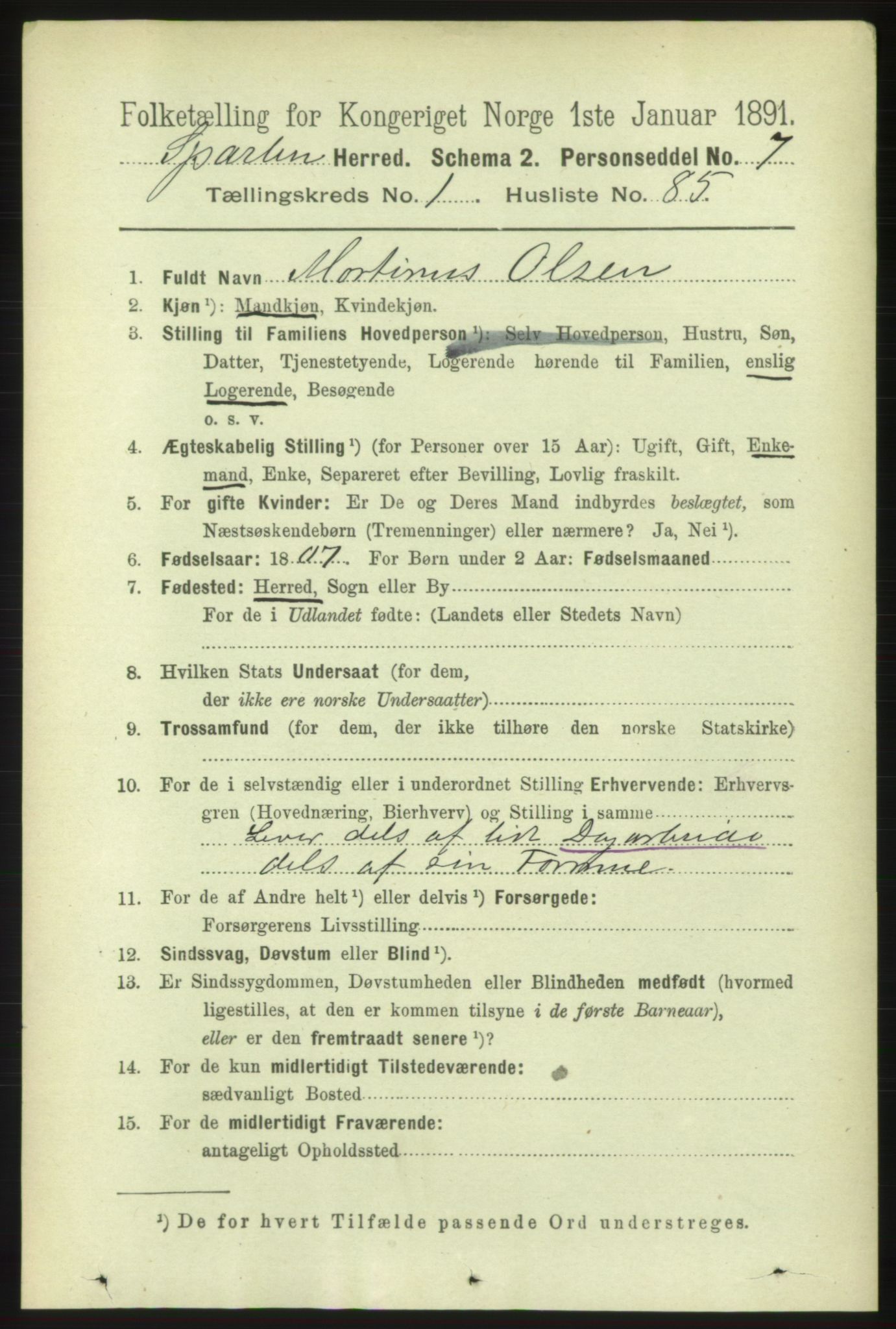 RA, 1891 census for 1731 Sparbu, 1891, p. 625