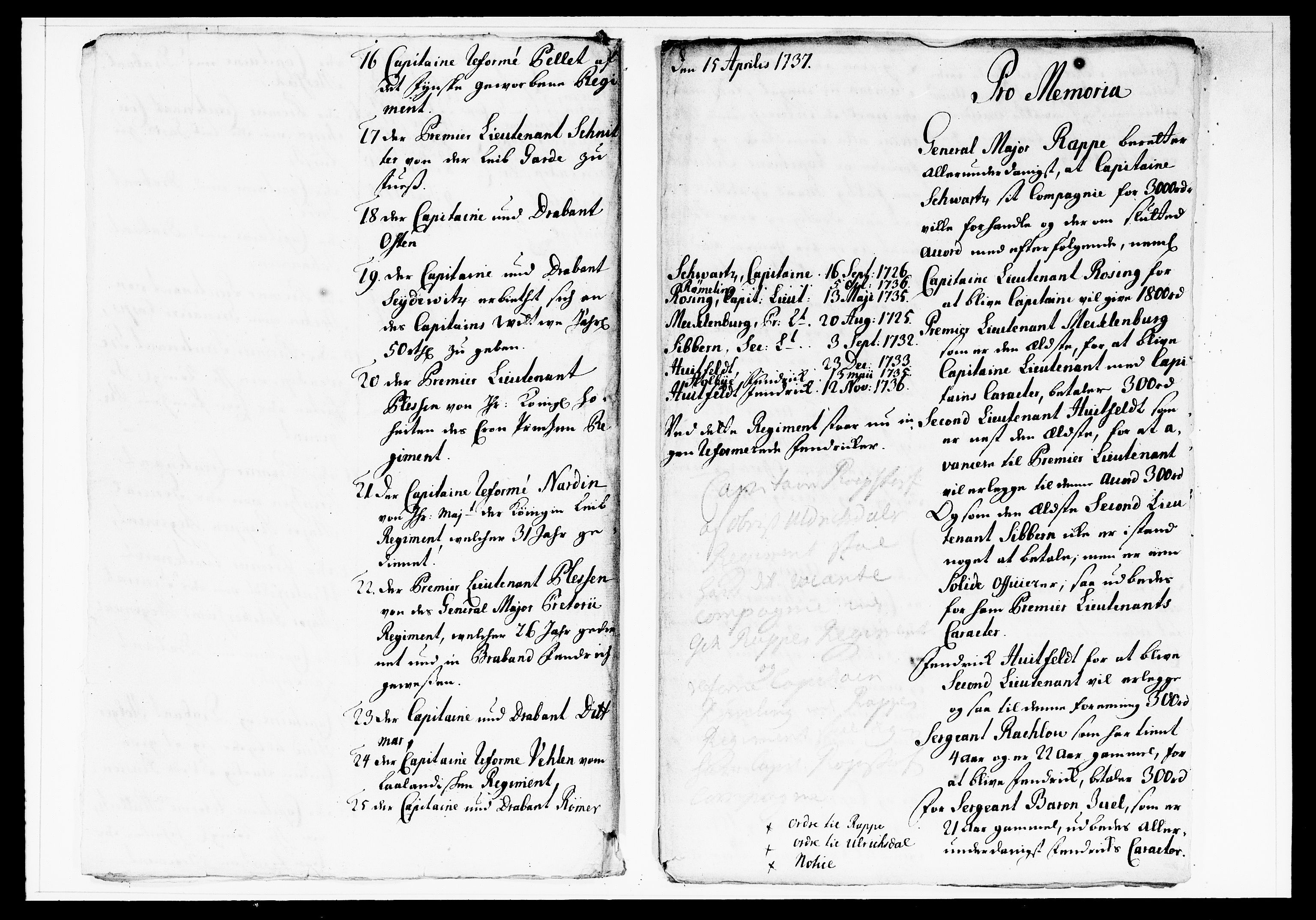 Krigskollegiet, Krigskancelliet, DRA/A-0006/-/1138-1142: Refererede sager, 1737, p. 145