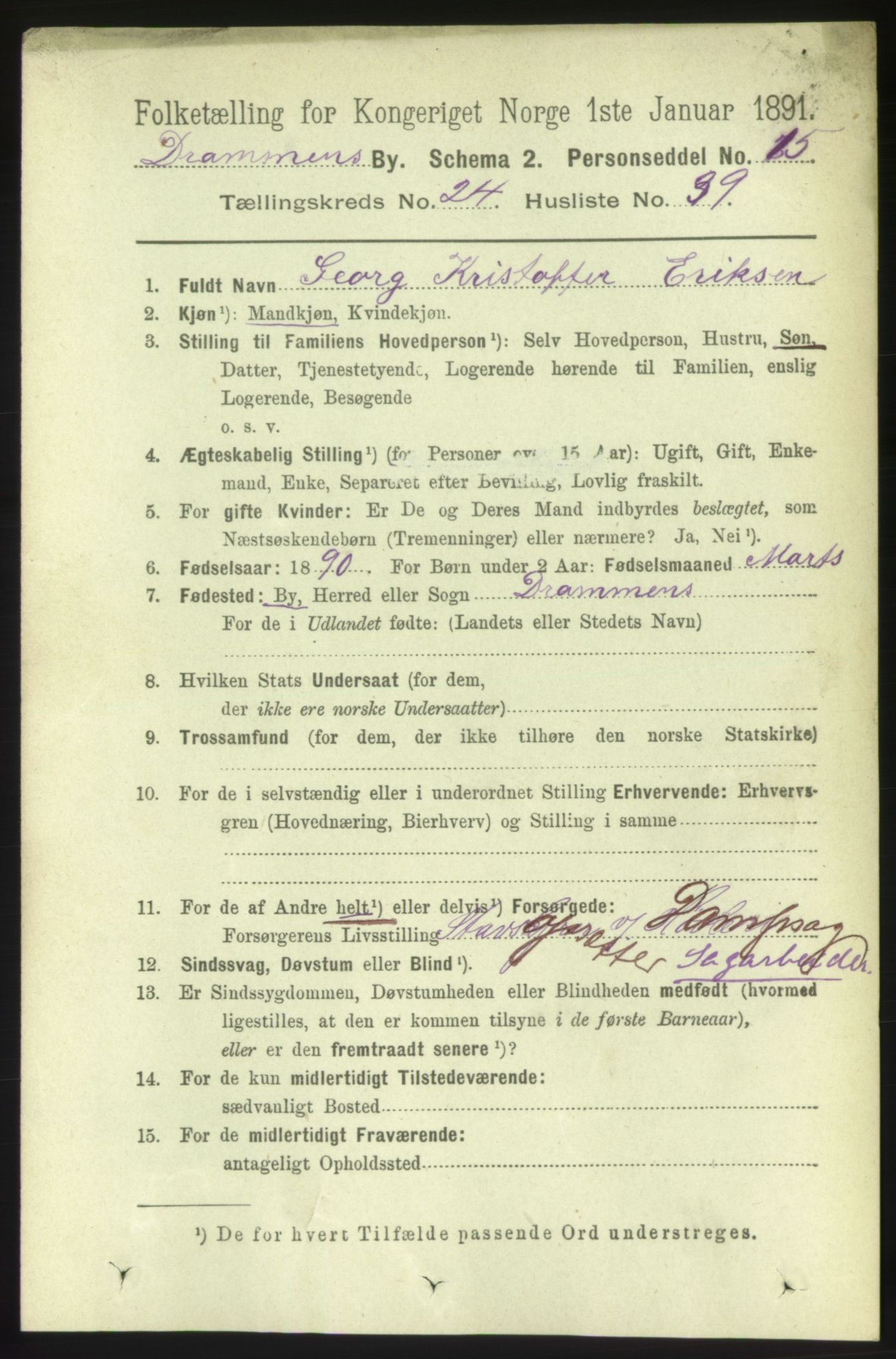 RA, 1891 census for 0602 Drammen, 1891, p. 15146