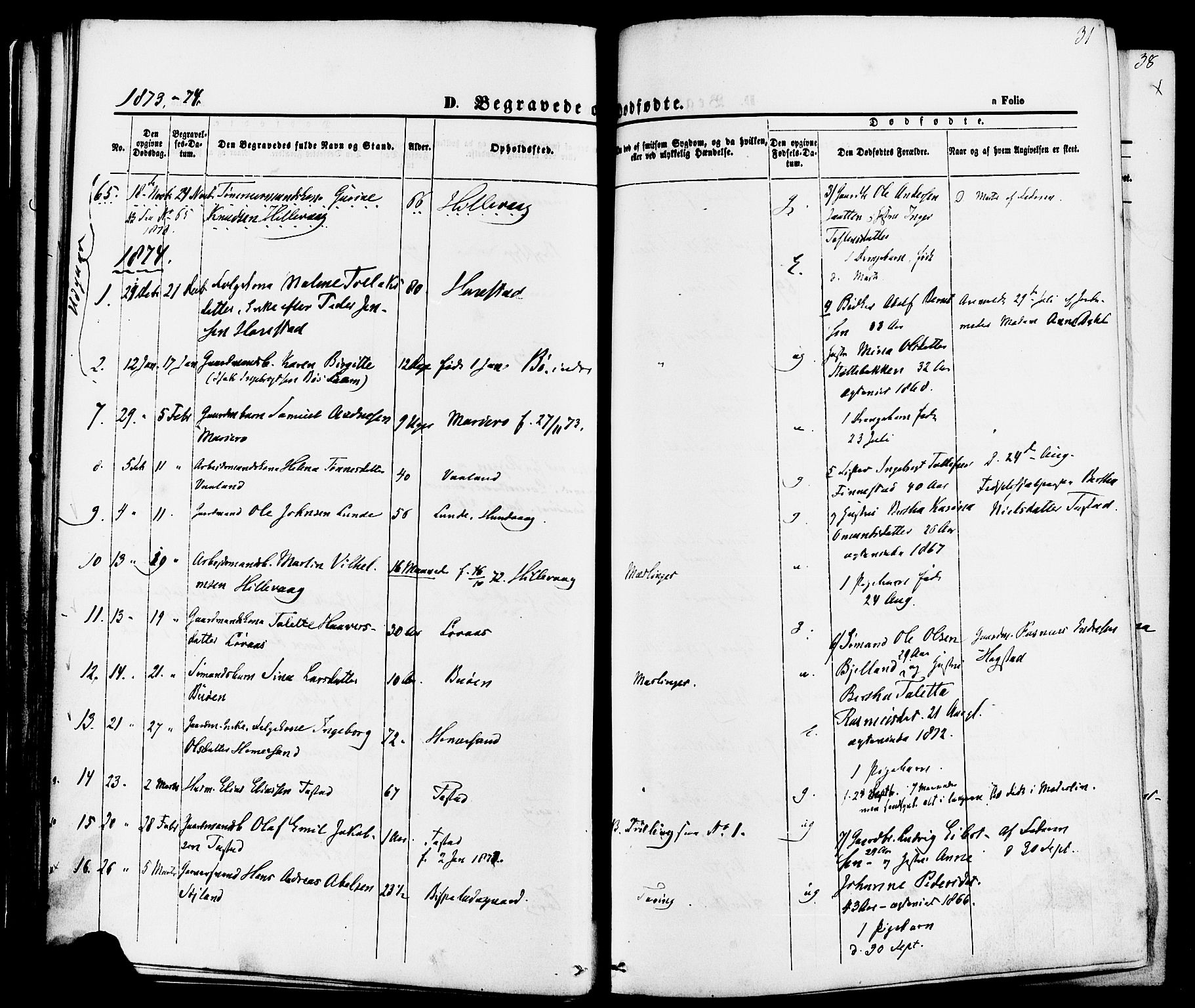 Hetland sokneprestkontor, AV/SAST-A-101826/30/30BA/L0006: Parish register (official) no. A 6, 1869-1884, p. 31