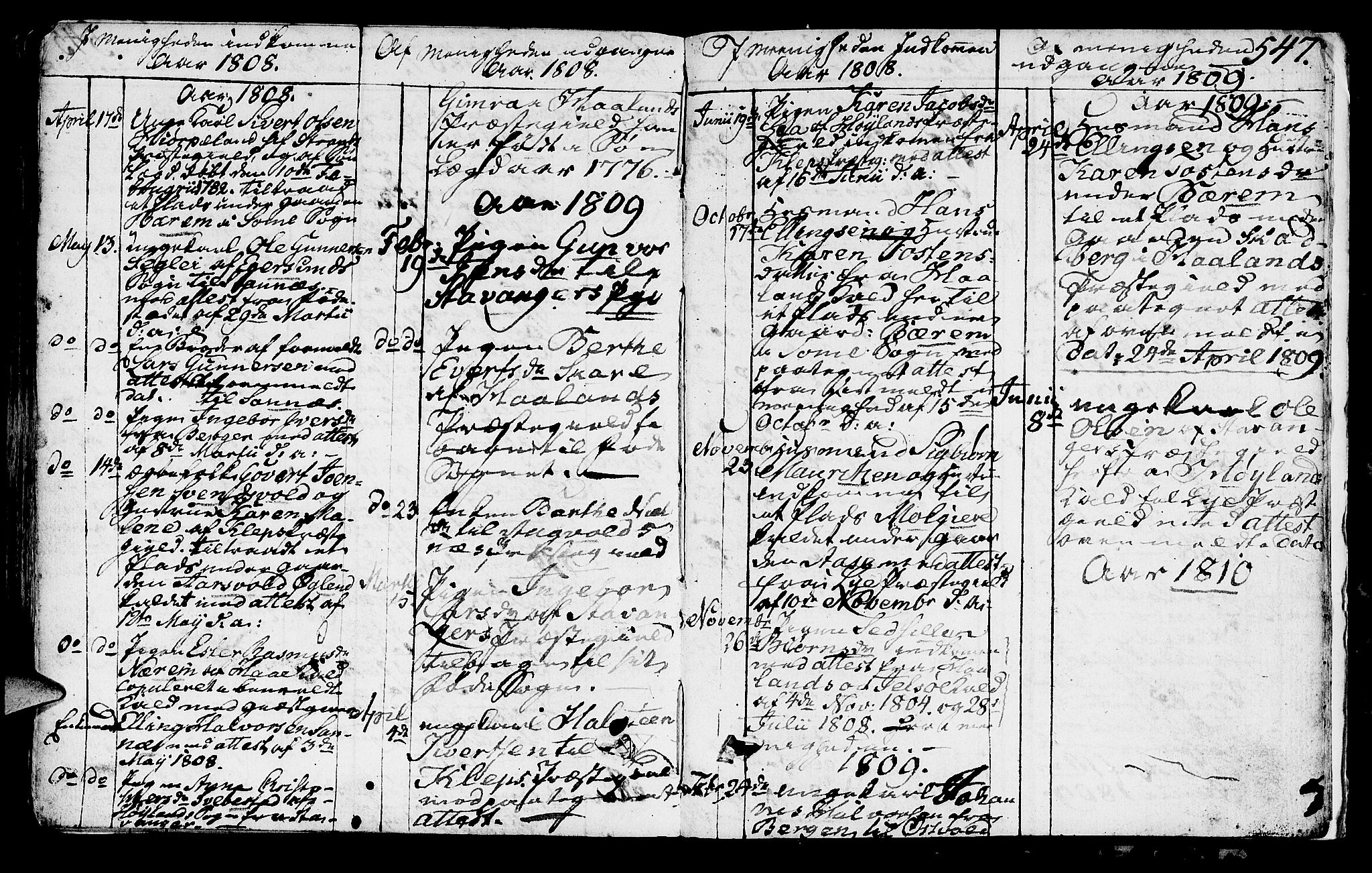 Høyland sokneprestkontor, SAST/A-101799/001/30BA/L0005: Parish register (official) no. A 5, 1804-1815, p. 547