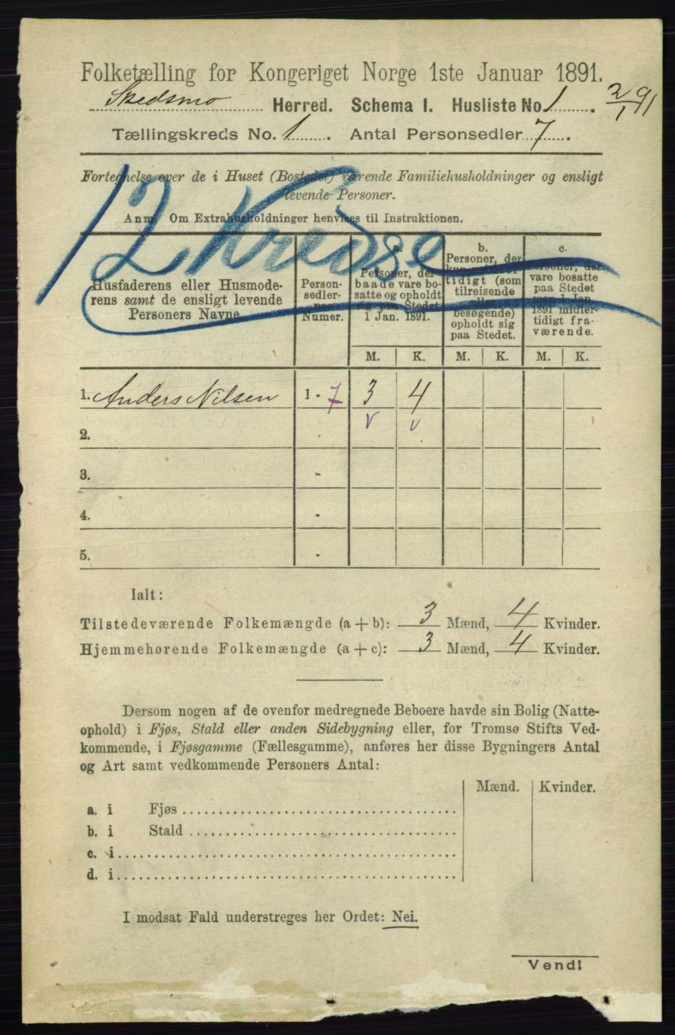 RA, 1891 census for 0231 Skedsmo, 1891, p. 30