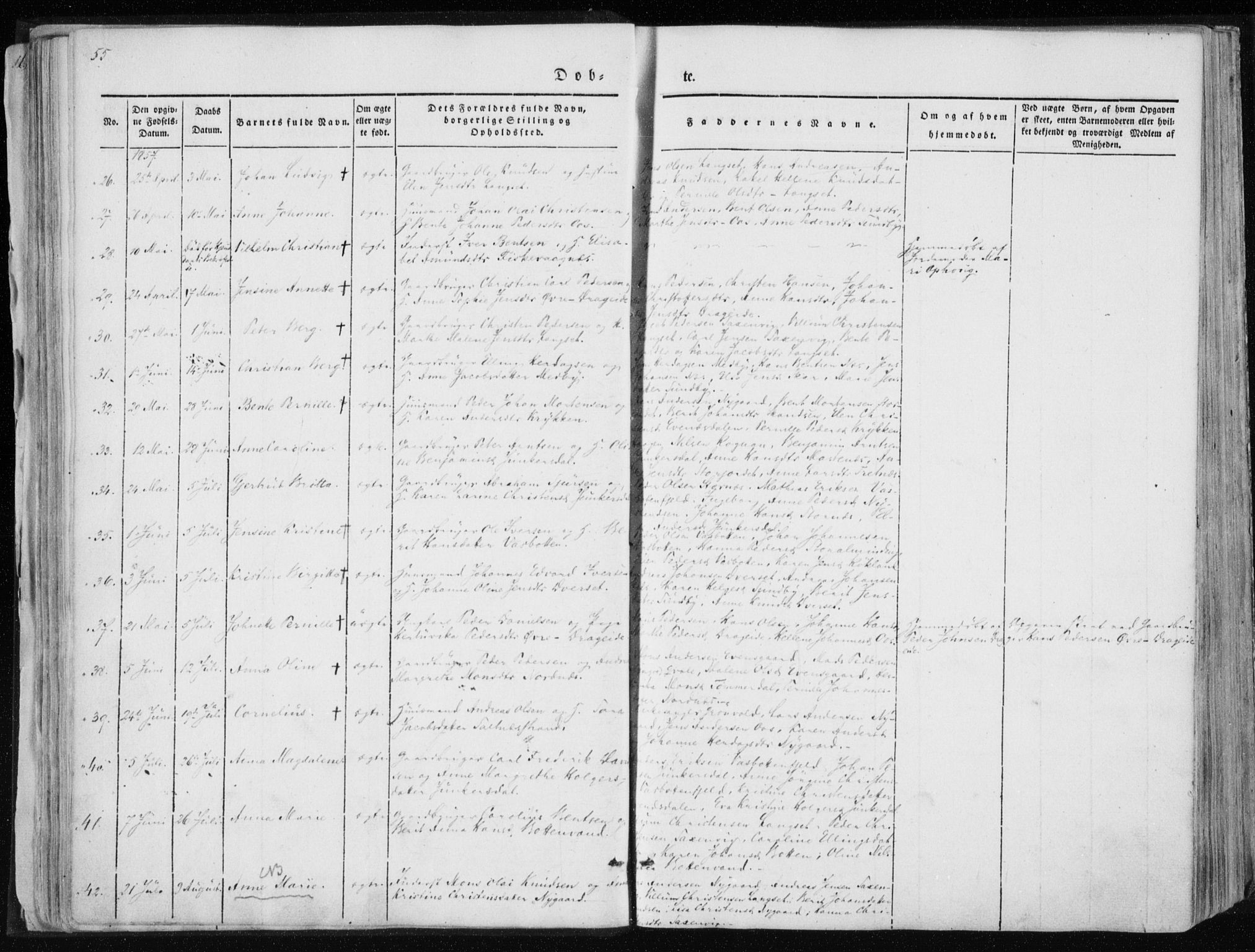 Ministerialprotokoller, klokkerbøker og fødselsregistre - Nordland, AV/SAT-A-1459/847/L0666: Parish register (official) no. 847A06, 1842-1871, p. 55