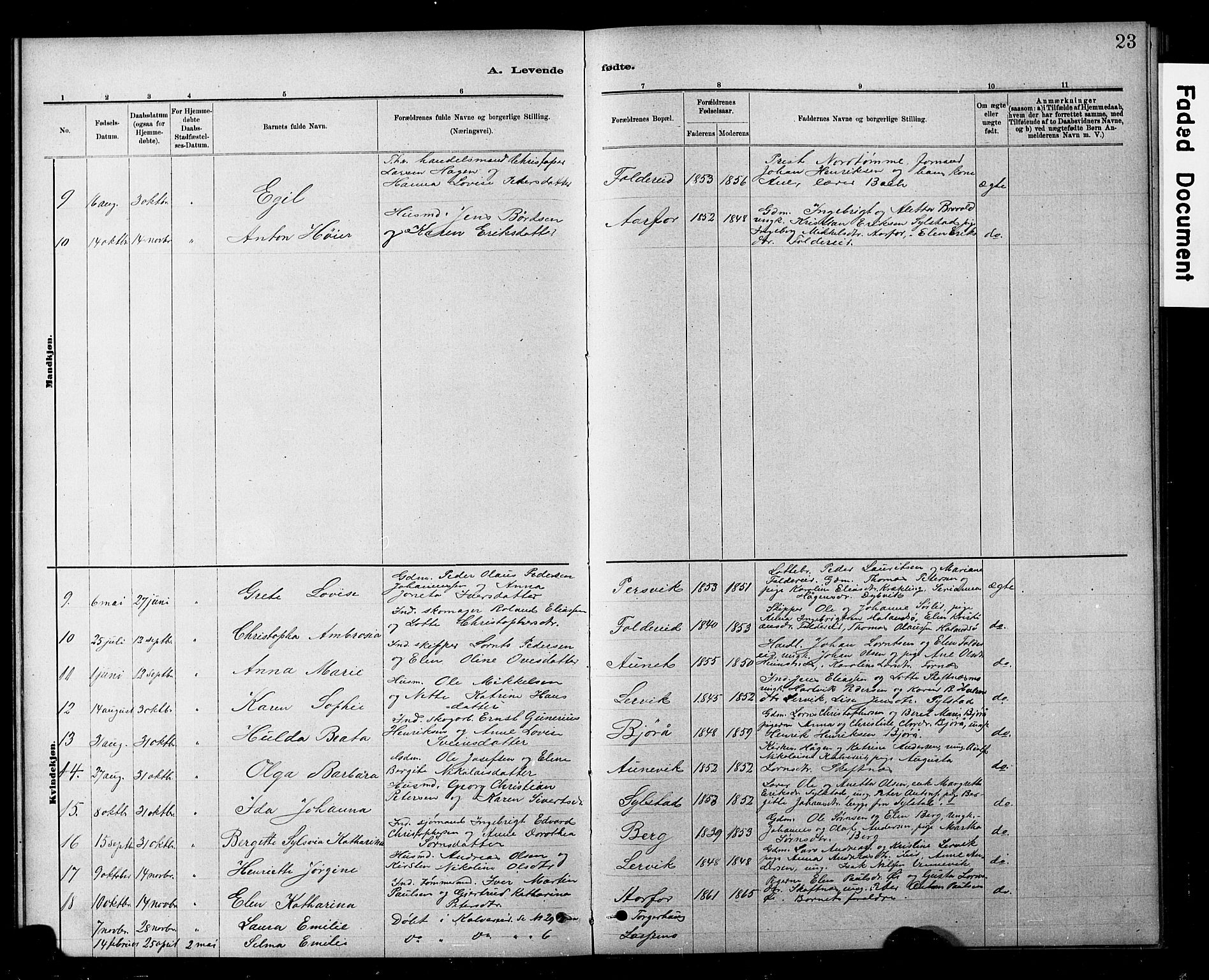 Ministerialprotokoller, klokkerbøker og fødselsregistre - Nord-Trøndelag, AV/SAT-A-1458/783/L0661: Parish register (copy) no. 783C01, 1878-1893, p. 23
