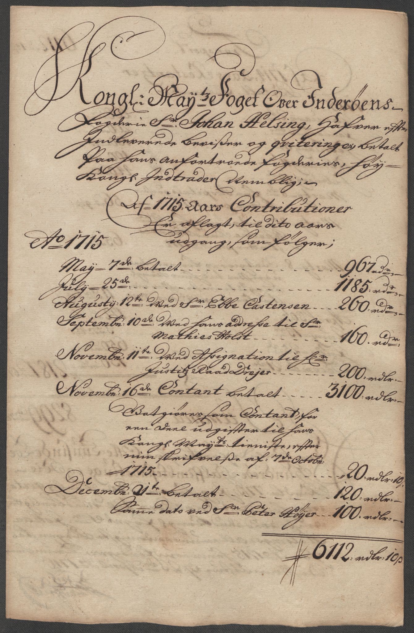 Rentekammeret inntil 1814, Reviderte regnskaper, Fogderegnskap, AV/RA-EA-4092/R63/L4323: Fogderegnskap Inderøy, 1715, p. 377