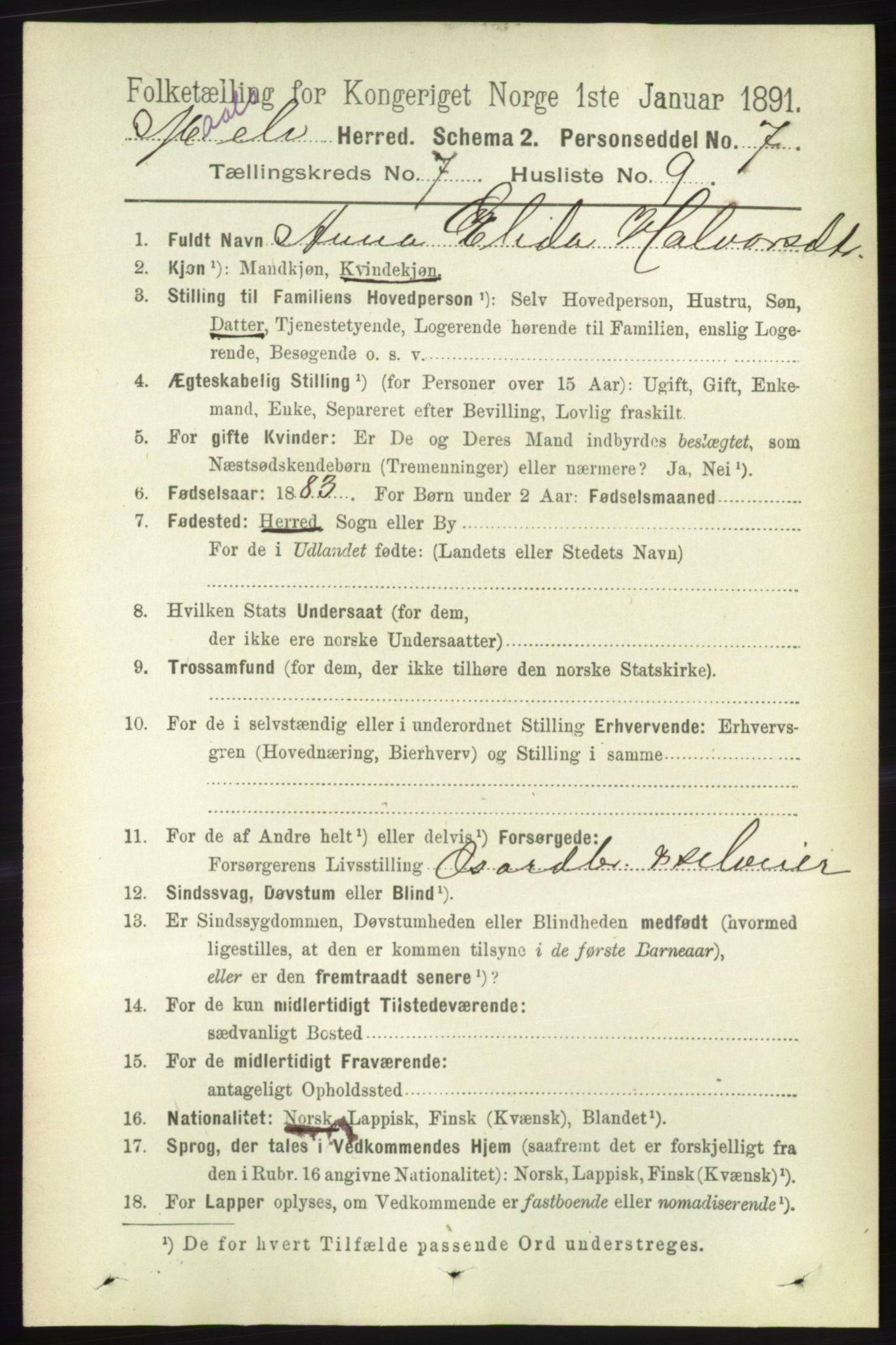 RA, 1891 census for 1924 Målselv, 1891, p. 2278