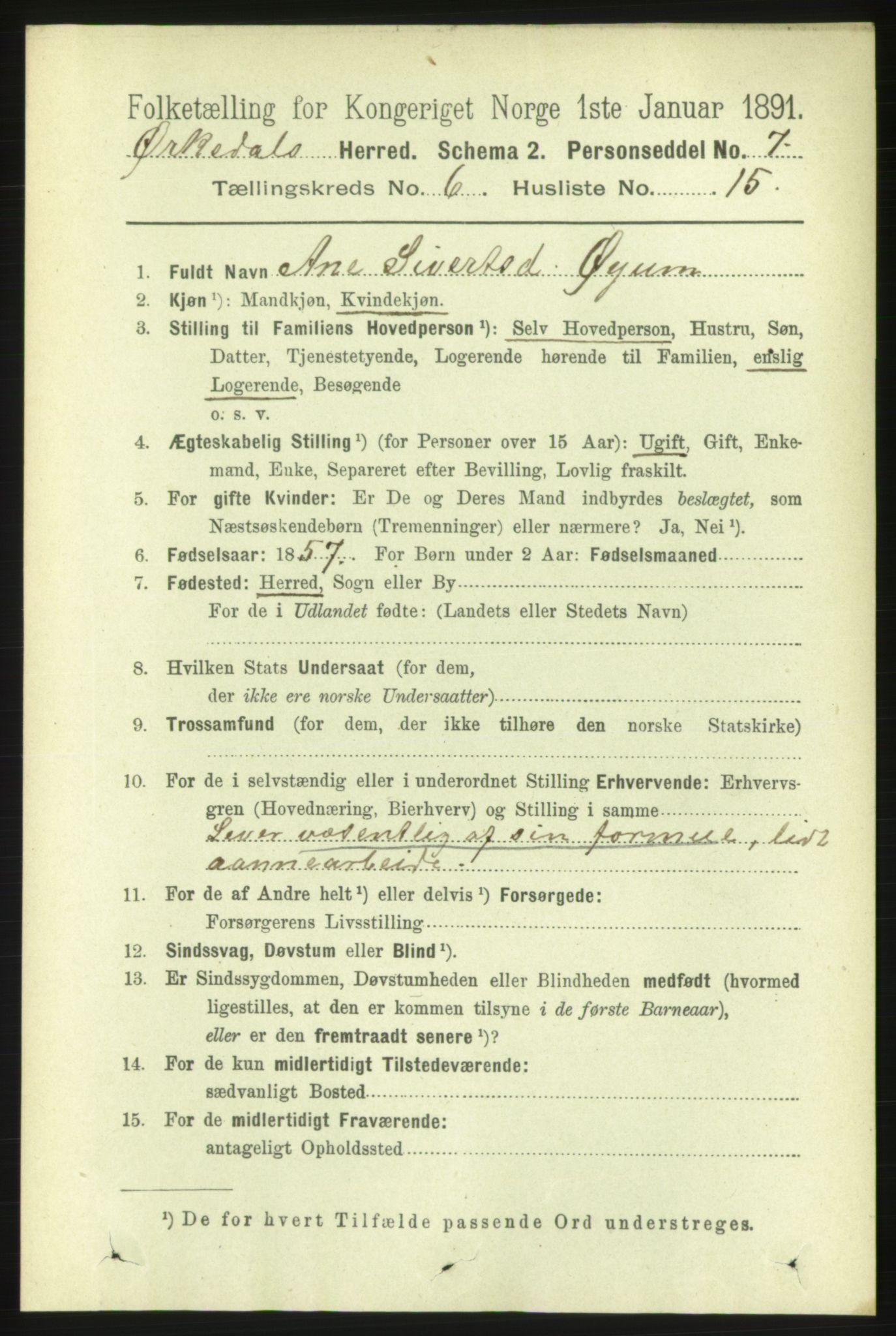RA, 1891 census for 1638 Orkdal, 1891, p. 2958