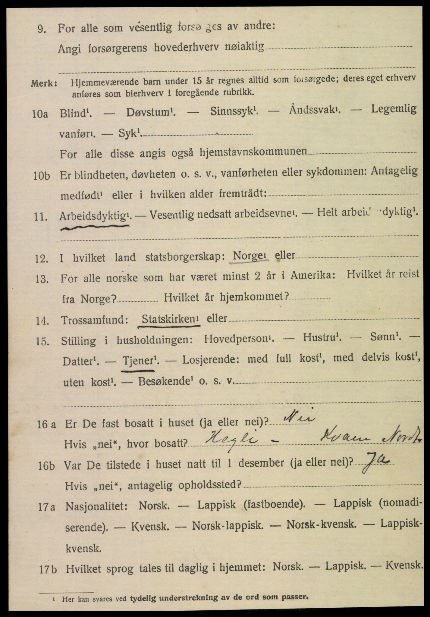 SAT, 1920 census for Kvam, 1920, p. 1818