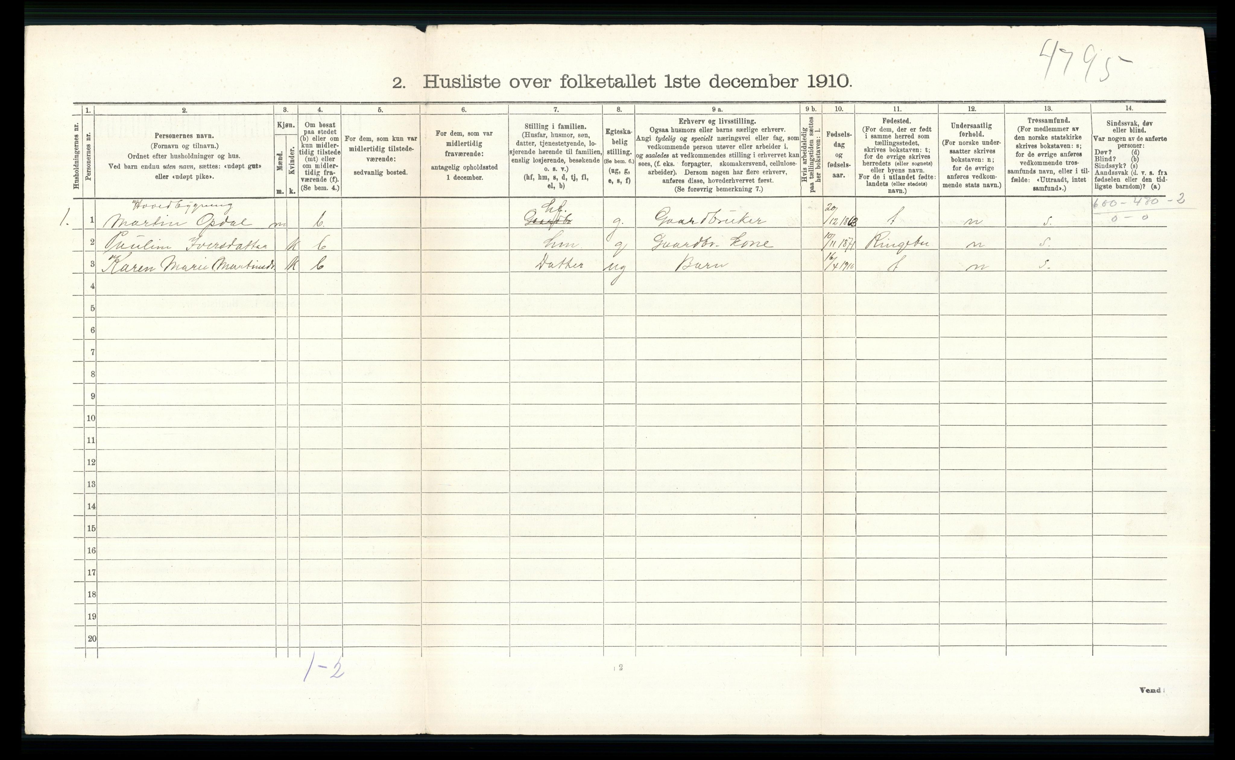 RA, 1910 census for Øyer, 1910, p. 340