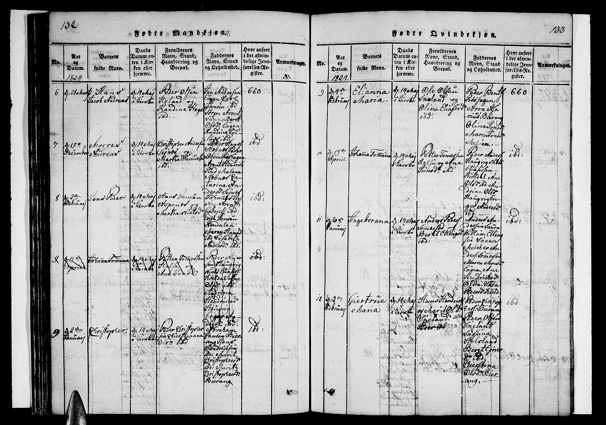 Ministerialprotokoller, klokkerbøker og fødselsregistre - Nordland, AV/SAT-A-1459/841/L0617: Parish register (copy) no. 841C01 /2, 1820-1830, p. 132-133