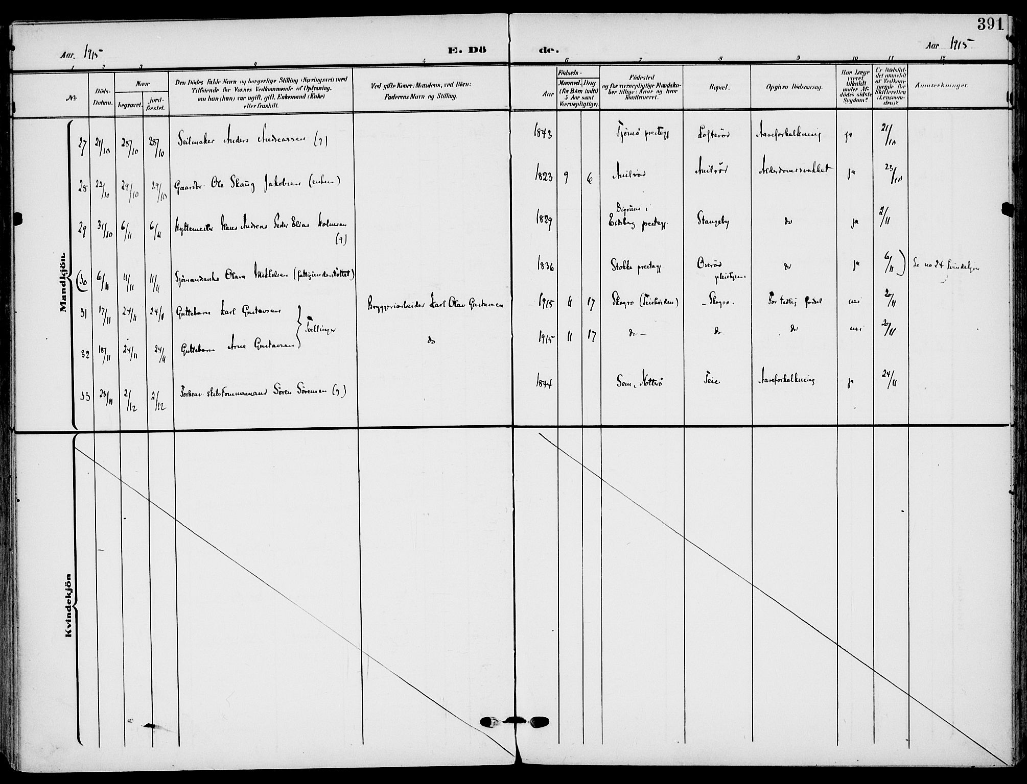 Nøtterøy kirkebøker, AV/SAKO-A-354/F/Fa/L0010: Parish register (official) no. I 10, 1908-1919, p. 391