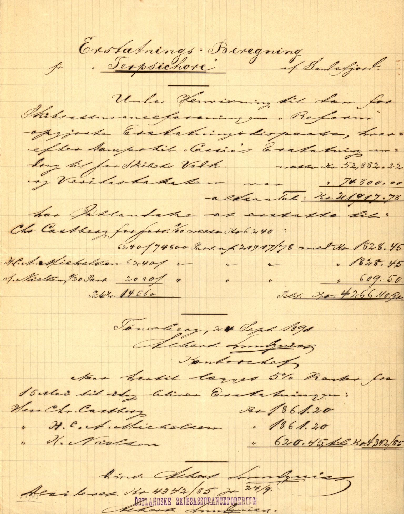 Pa 63 - Østlandske skibsassuranceforening, VEMU/A-1079/G/Ga/L0025/0007: Havaridokumenter / Terpsichore, Terra, Nova, 1890, p. 2