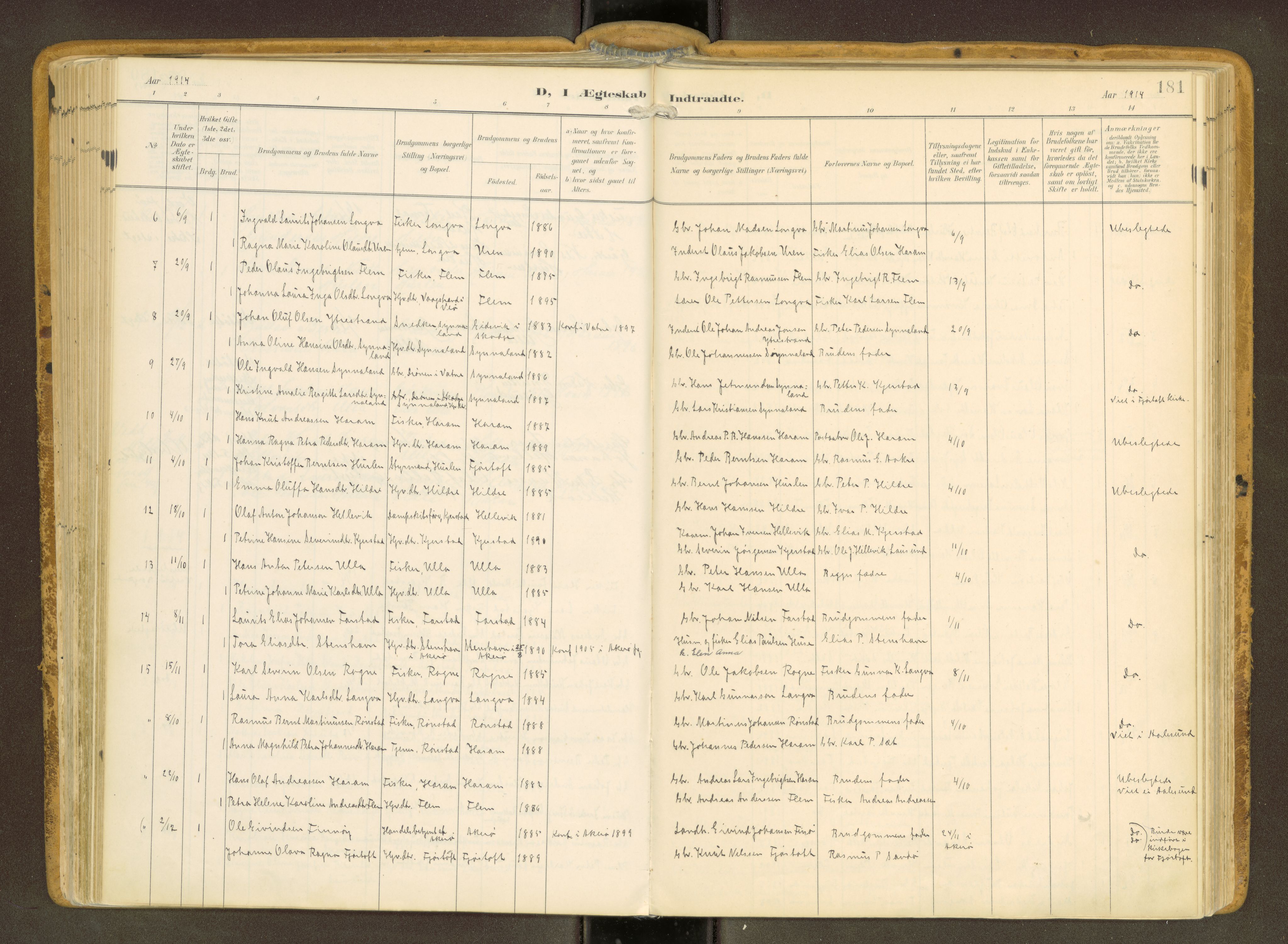 Ministerialprotokoller, klokkerbøker og fødselsregistre - Møre og Romsdal, SAT/A-1454/536/L0517: Parish register (official) no. 536A--, 1897-1917, p. 181