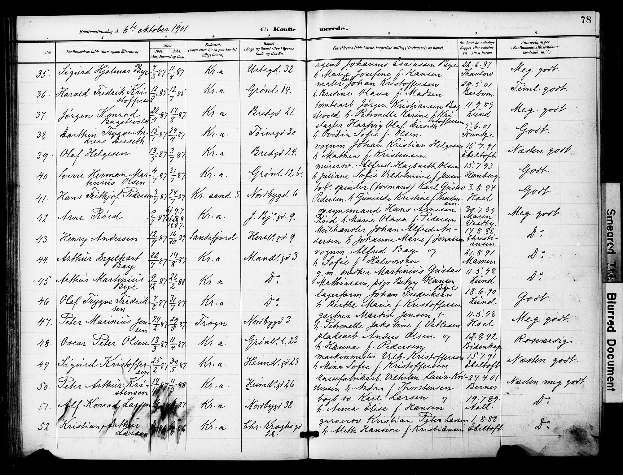 Grønland prestekontor Kirkebøker, AV/SAO-A-10848/F/Fa/L0015: Parish register (official) no. 15, 1899-1919, p. 78