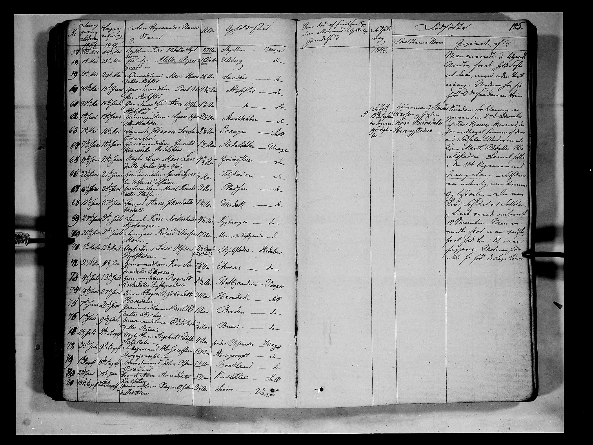 Vågå prestekontor, SAH/PREST-076/H/Ha/Haa/L0005: Parish register (official) no. 5 /1, 1842-1856, p. 185