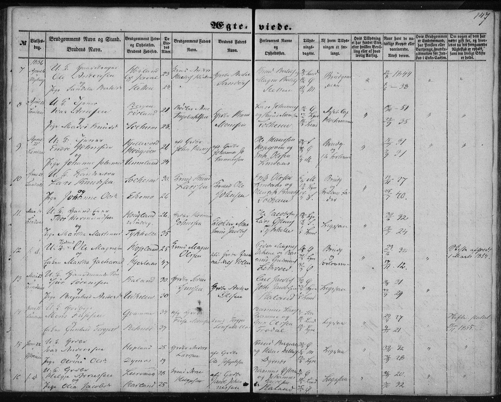 Lindås Sokneprestembete, AV/SAB-A-76701/H/Haa/Haaa/L0013: Parish register (official) no. A 13, 1848-1862, p. 147