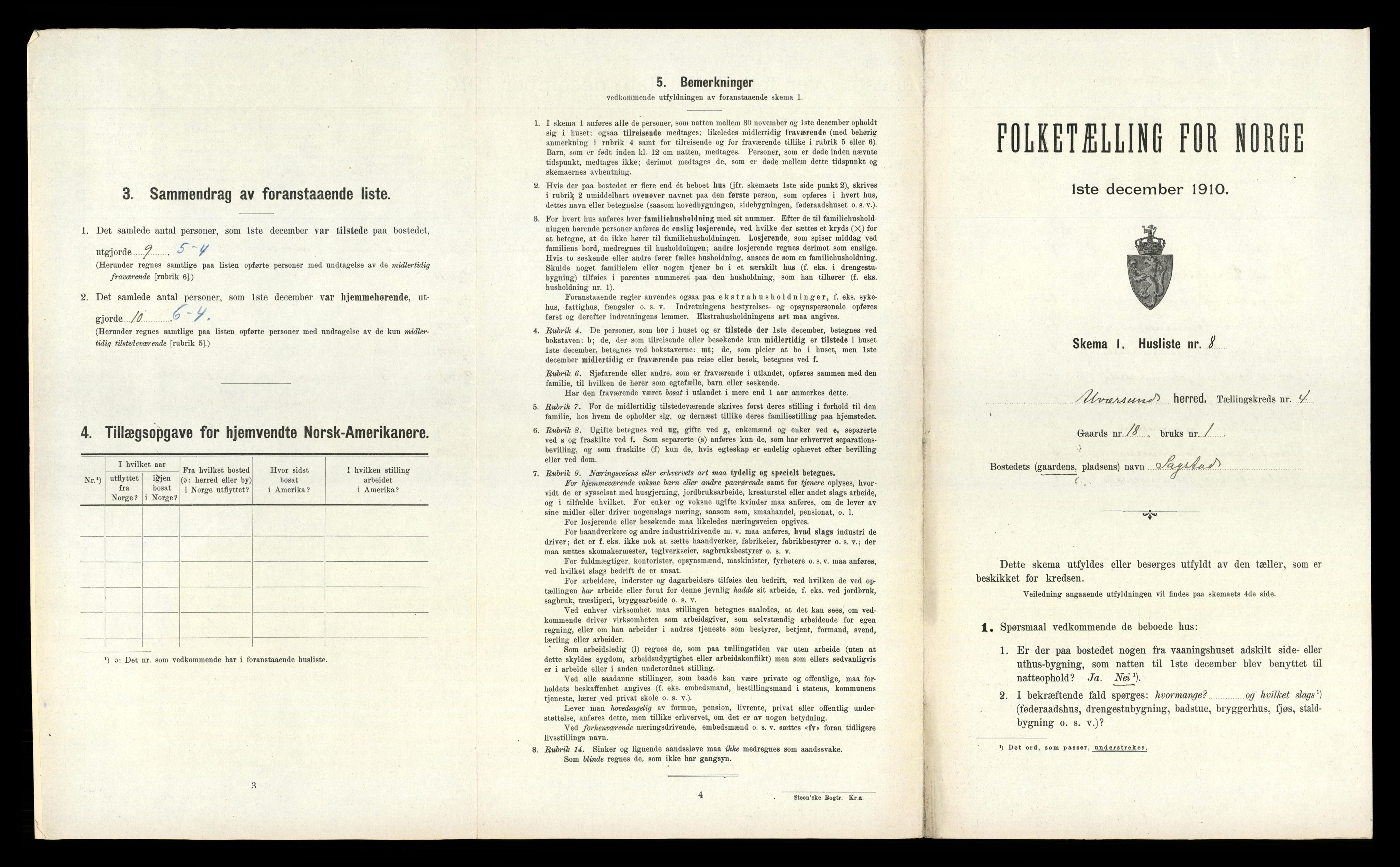 RA, 1910 census for Alversund, 1910, p. 288