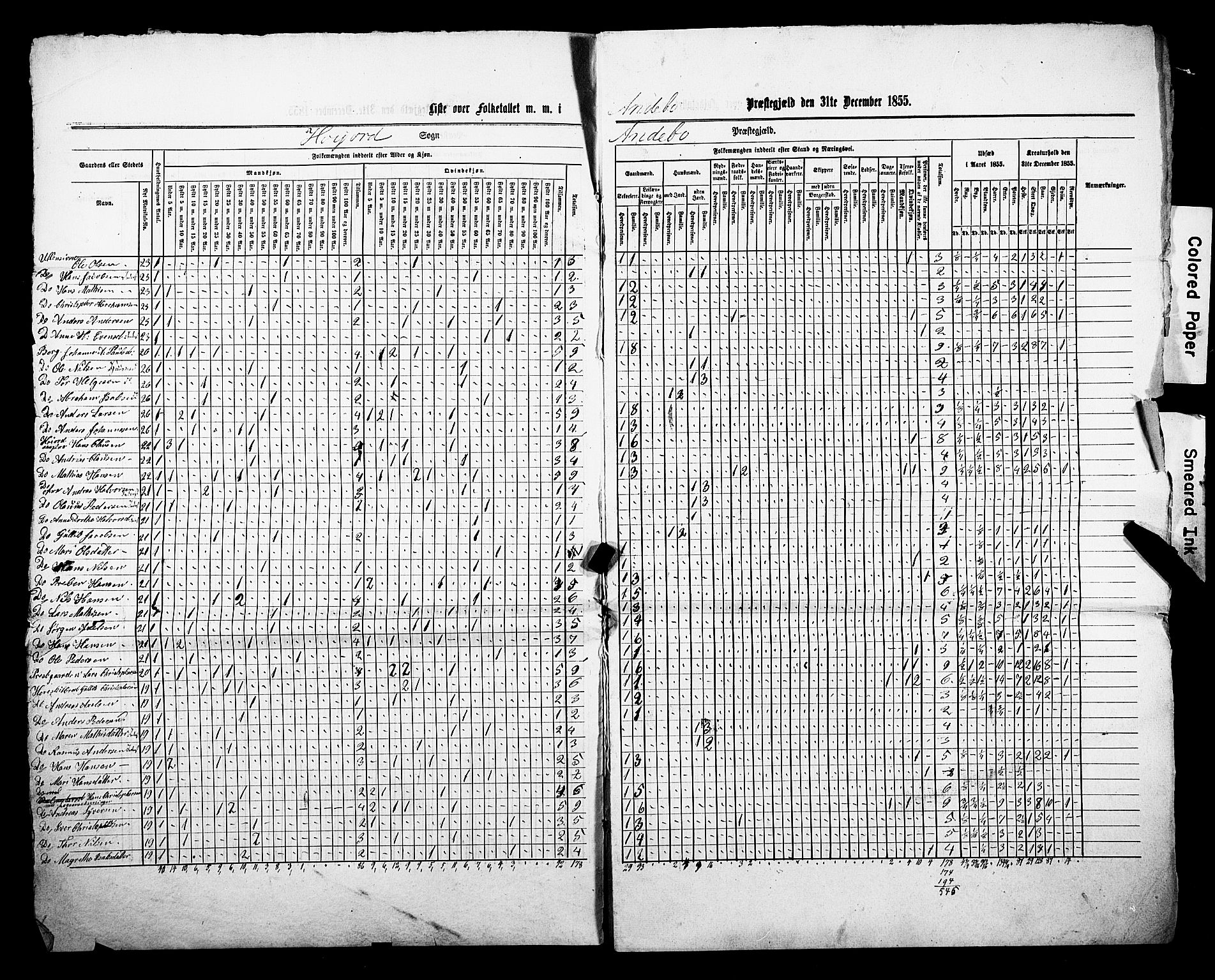 , Census 1855 for Andebu, 1855, p. 13