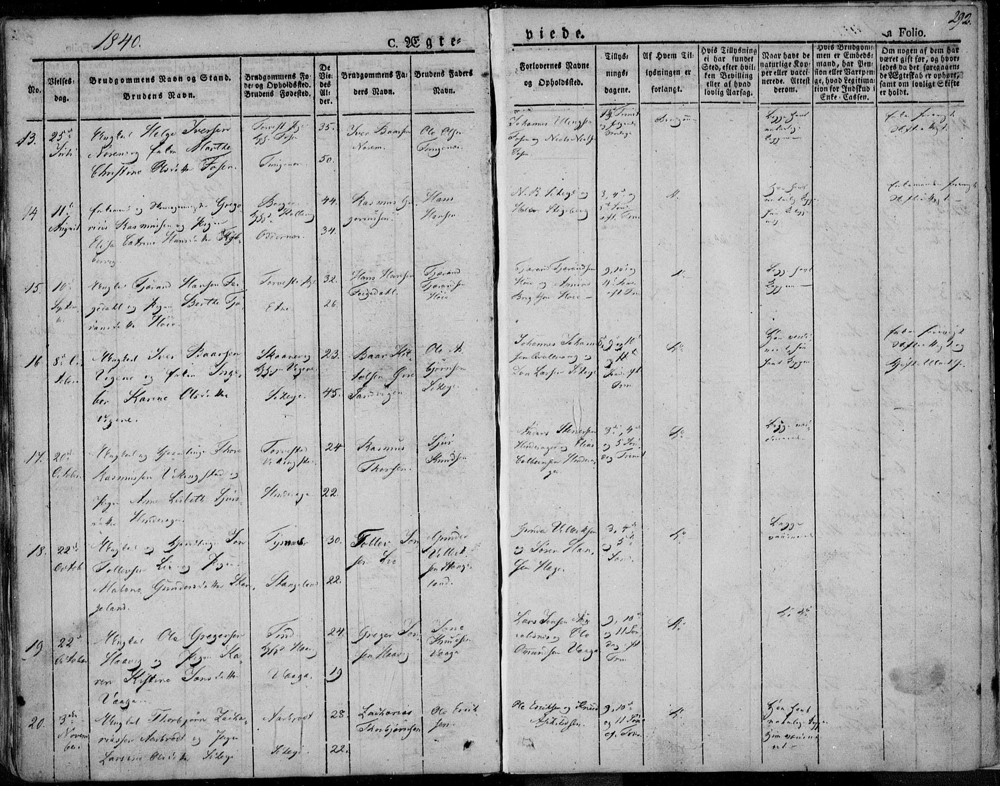 Avaldsnes sokneprestkontor, AV/SAST-A -101851/H/Ha/Haa/L0005: Parish register (official) no. A 5.1, 1825-1841, p. 292