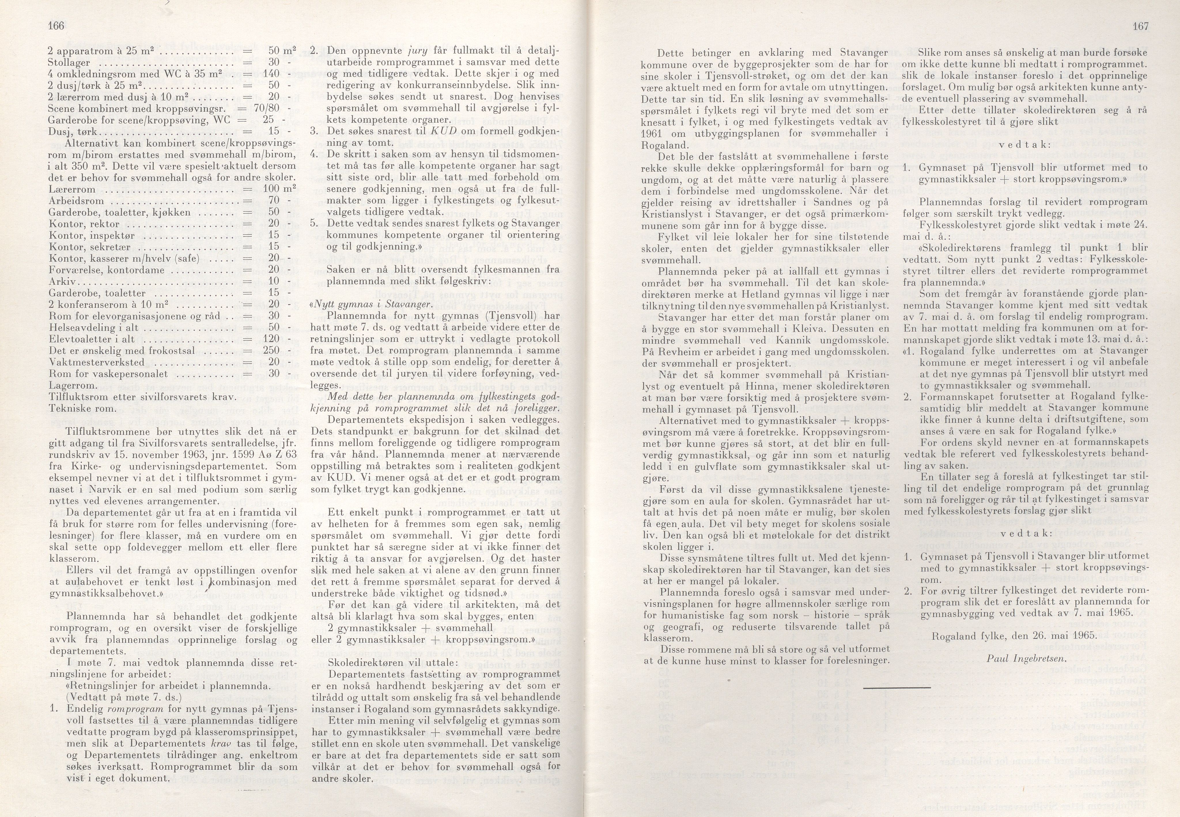 Rogaland fylkeskommune - Fylkesrådmannen , IKAR/A-900/A/Aa/Aaa/L0085: Møtebok , 1965, p. 166-167