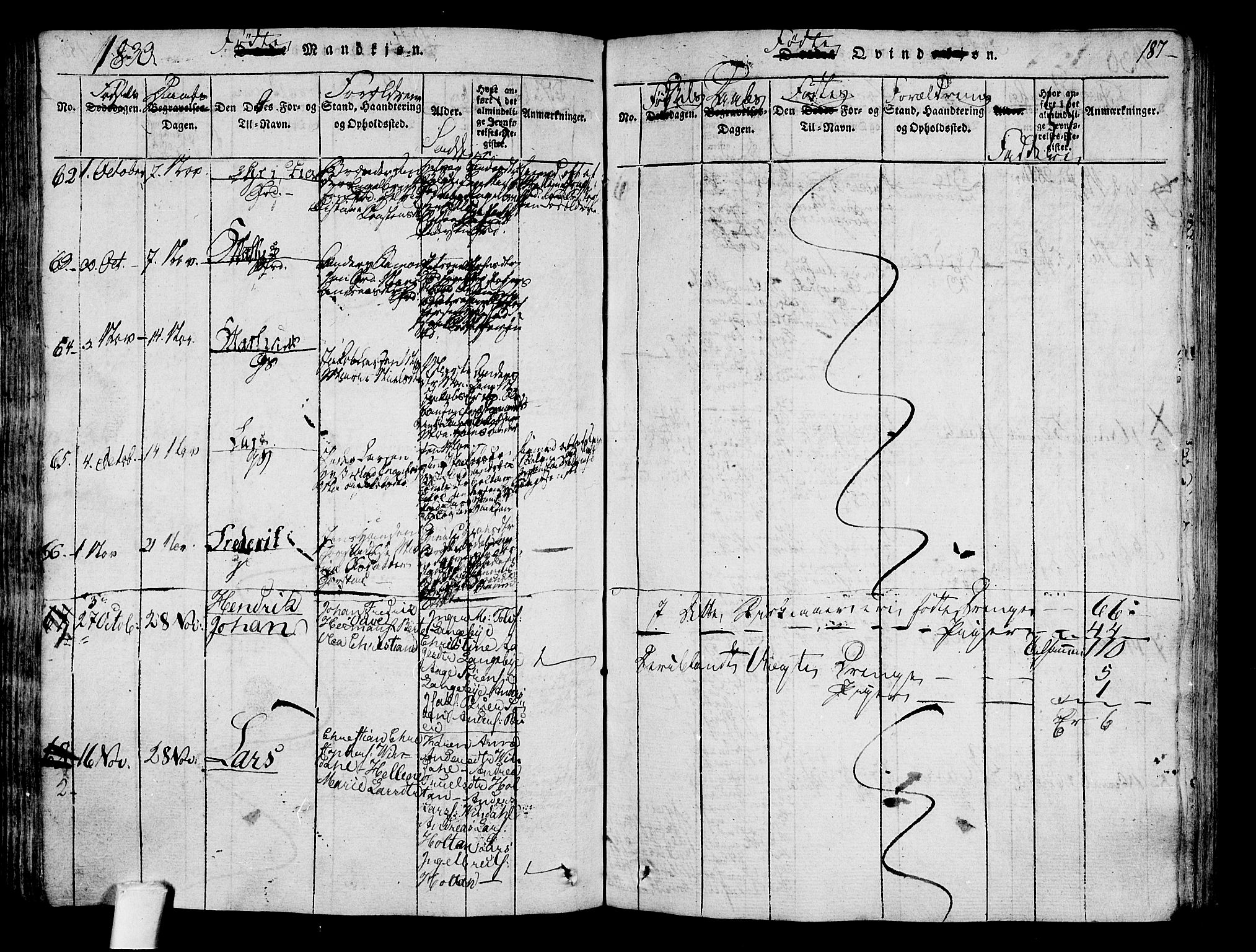 Sandar kirkebøker, SAKO/A-243/F/Fa/L0004: Parish register (official) no. 4, 1814-1832, p. 187