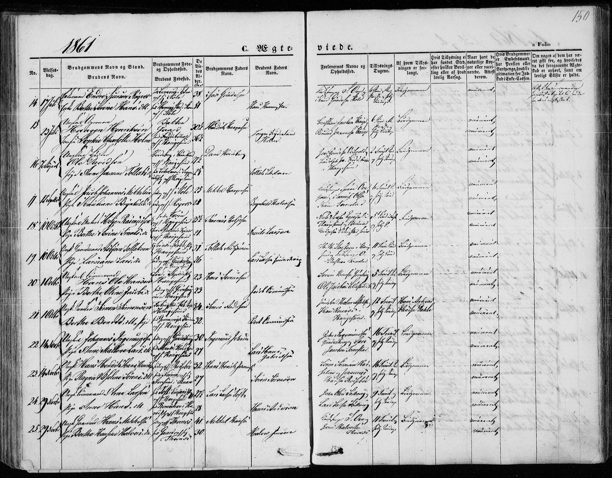 Torvastad sokneprestkontor, AV/SAST-A -101857/H/Ha/Haa/L0011: Parish register (official) no. A 11, 1857-1866, p. 150