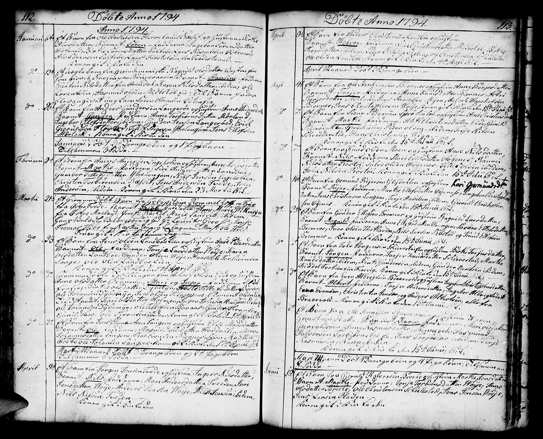 Austre Moland sokneprestkontor, AV/SAK-1111-0001/F/Fa/Faa/L0002: Parish register (official) no. A 2, 1747-1808, p. 112-113