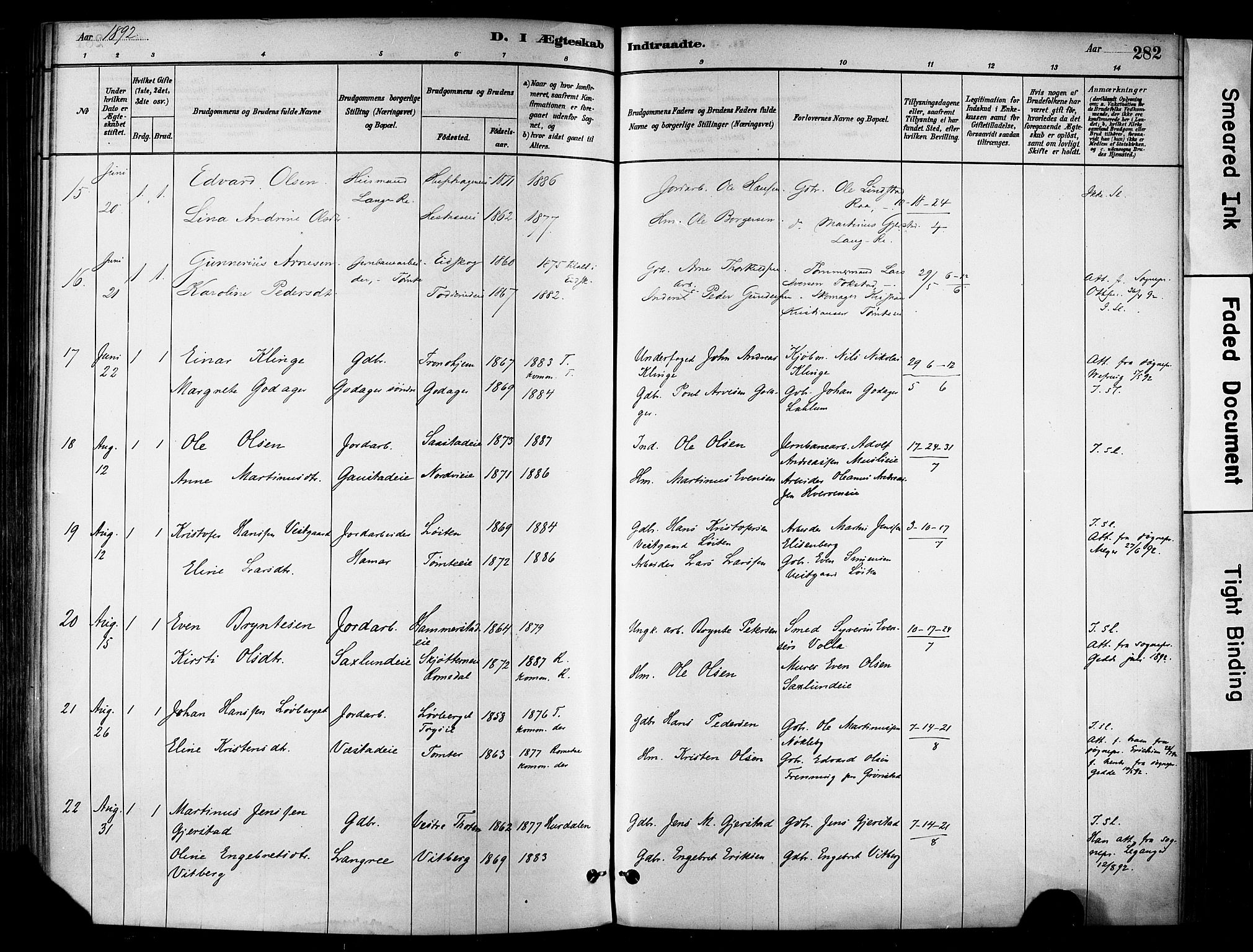 Stange prestekontor, AV/SAH-PREST-002/K/L0017: Parish register (official) no. 17, 1880-1893, p. 282