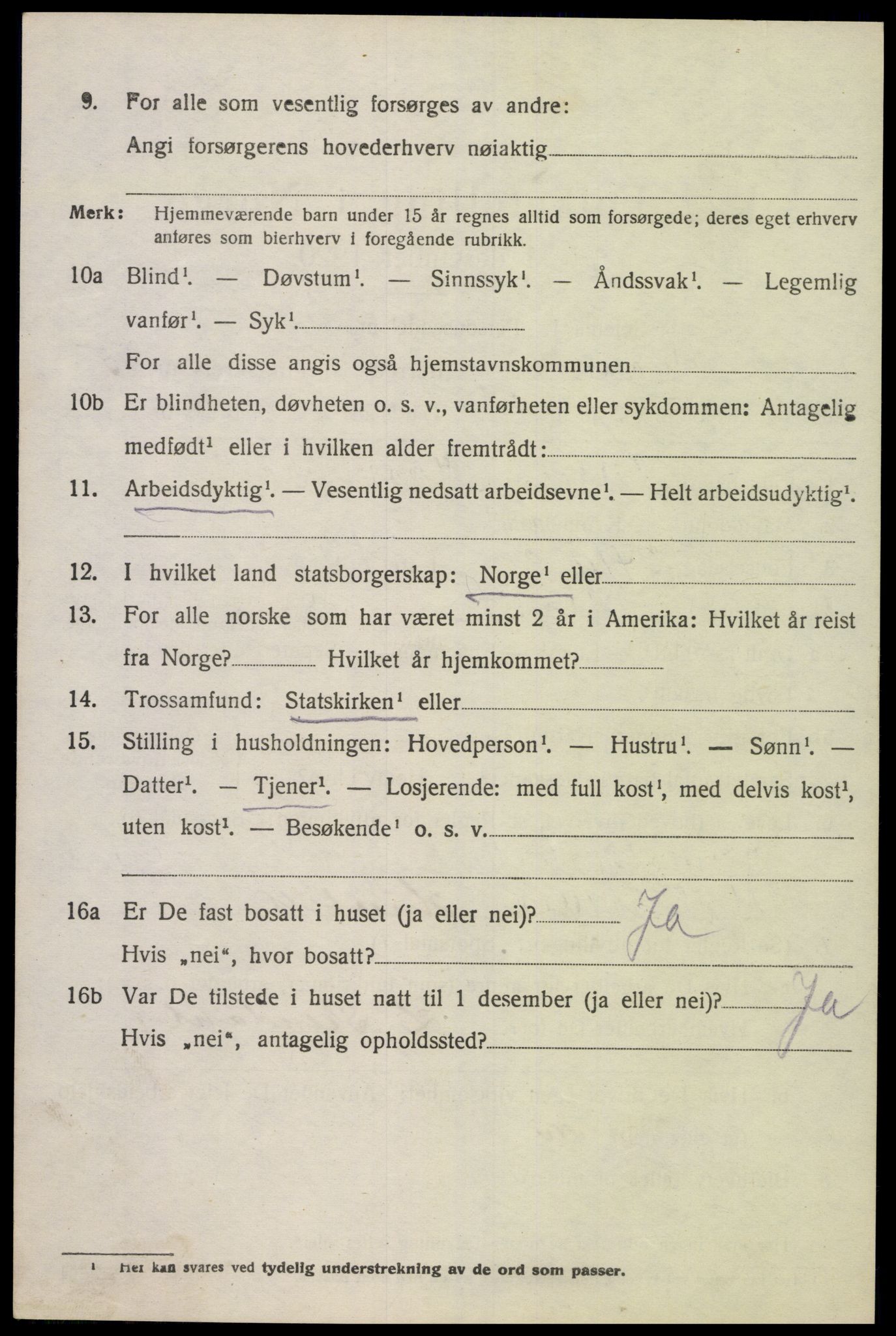 SAK, 1920 census for Søgne, 1920, p. 2186